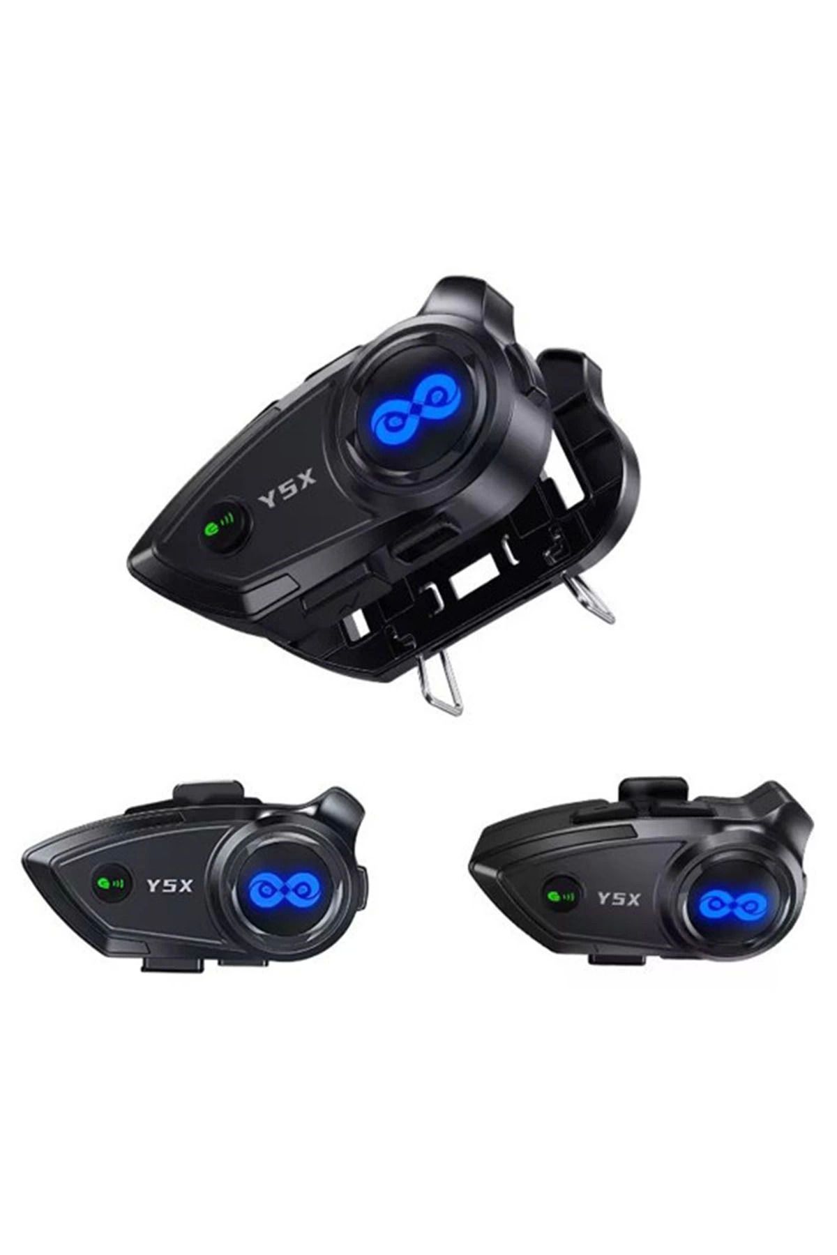 Easy Tedarik Y5x Rgb Işıklı Intercom 5 Kişi Bağlantılı 1000mah Motosiklet Bluetooth Kulaklık Seti