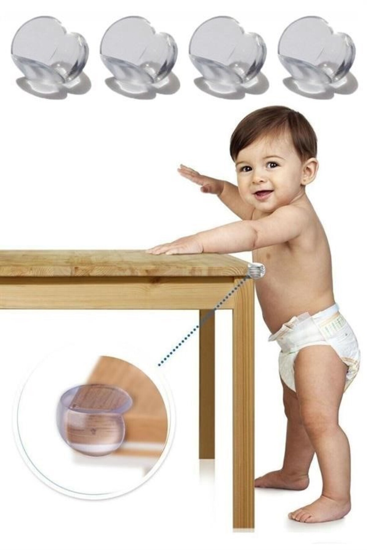 Zmc Bilişim ® Bebek Çocuk Yumuşak ve Esnek Dairesel Şeffaf Yapışkanlı Güvenlik Köşe Koruyucu (4 Adet) fotoğrafı 6 (önizleme)