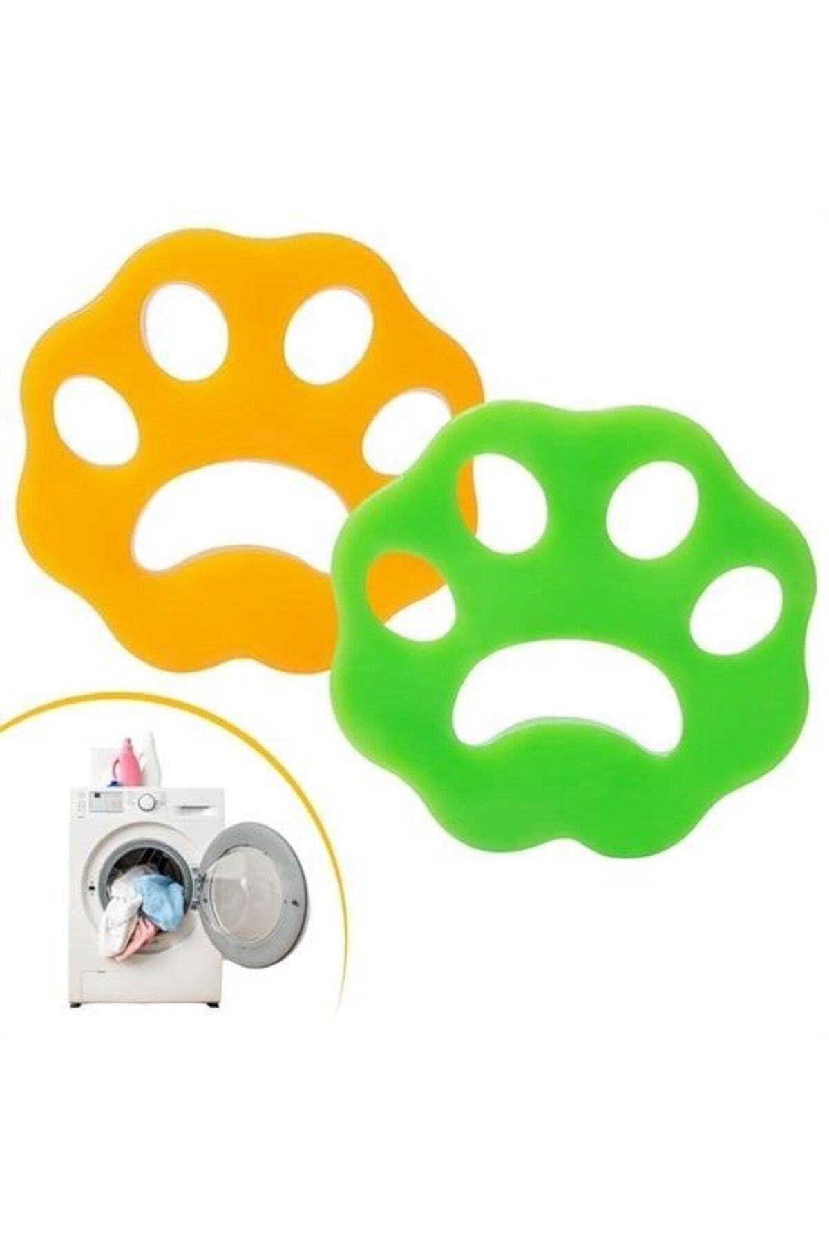Lukatro Biomak® 2 Adet Evcil Hayvanlar ve Çamaşır Makinesi İçin Pati Şekilli Renkli Tüy Temizleme Aparatı