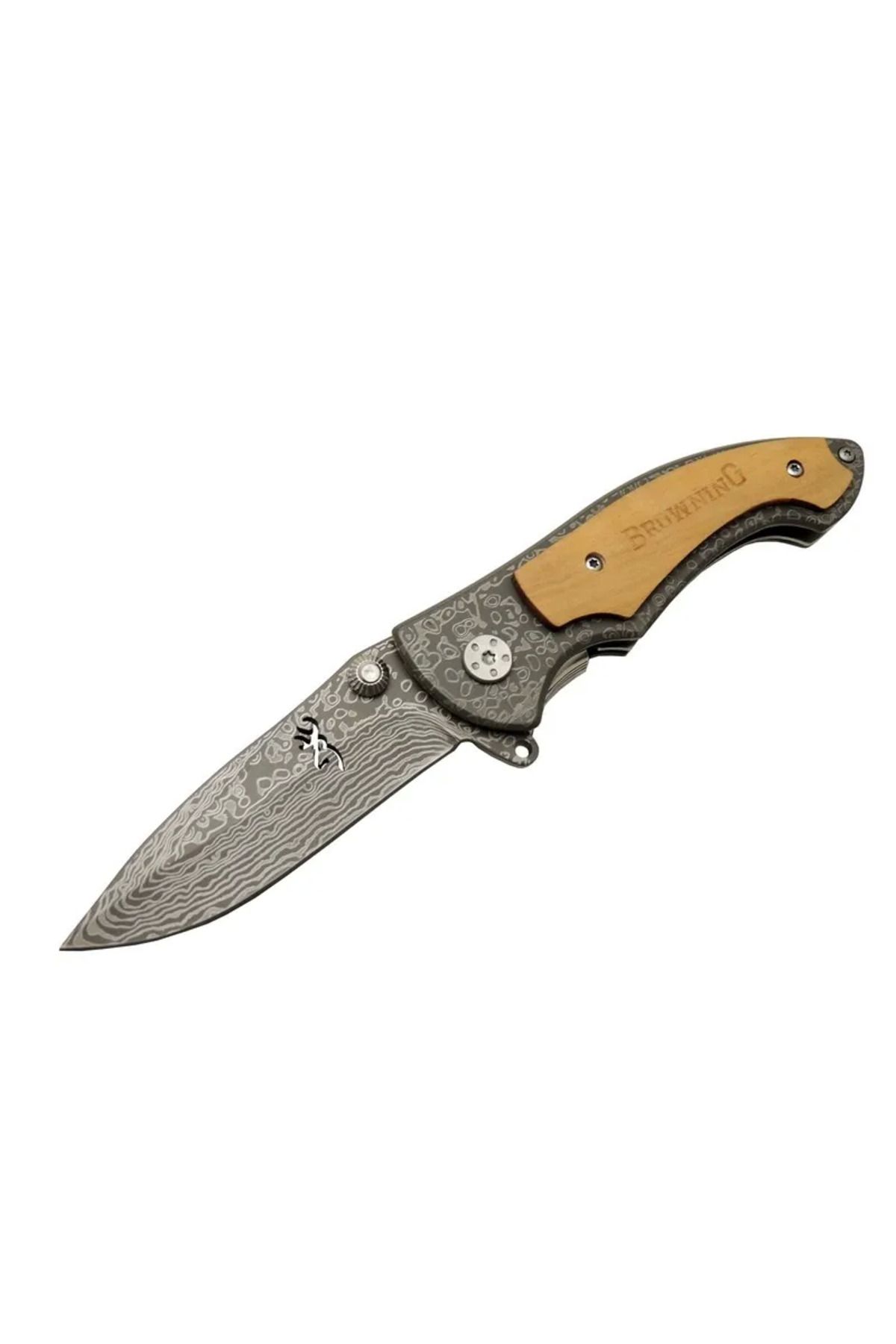 Serero 2-31 Damascus Kamp 19,5Cm - Yarı Otomatik, Kemerlikli, Ahşap Metal Sap