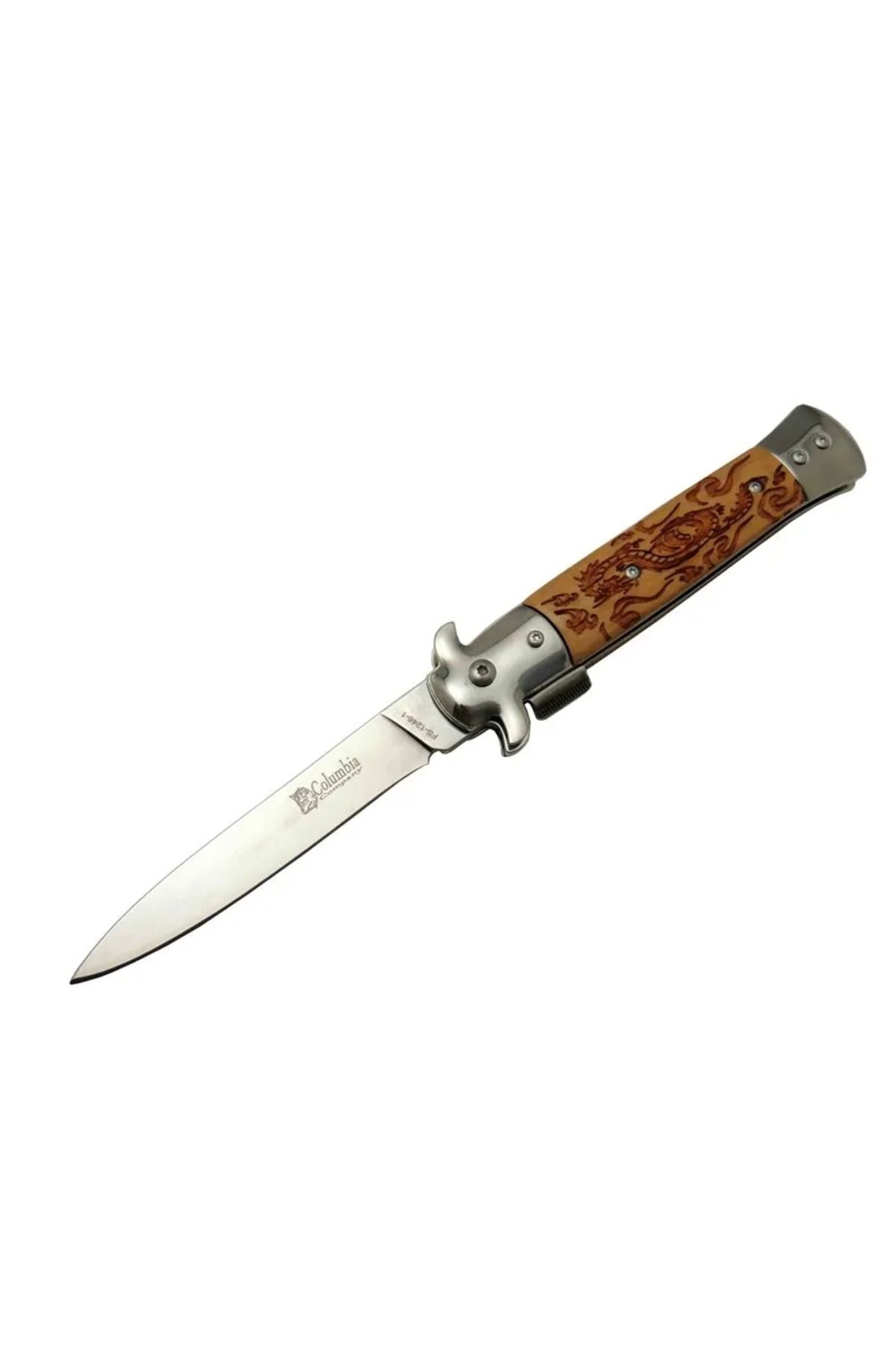 Serero Fs 12461 Kahverengi 23Cm - Ejder İşlemeli Sap, Kemerlikli, Arkadan Tetikli