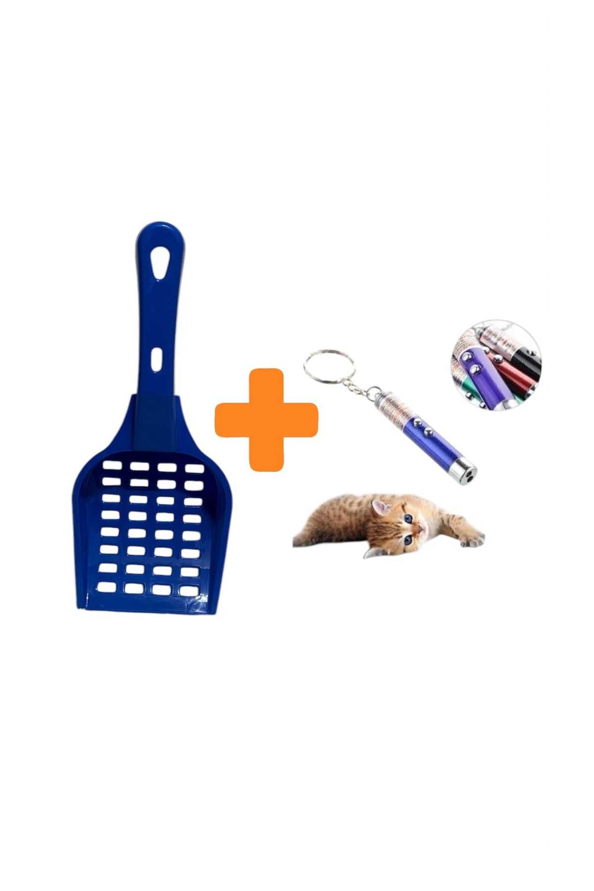Y&M EXPRESS Dayanıklı ve Ergonomik Kedi Kumu Küreği + Kedi ve Köpekler İçin Eğlenceli Lazer