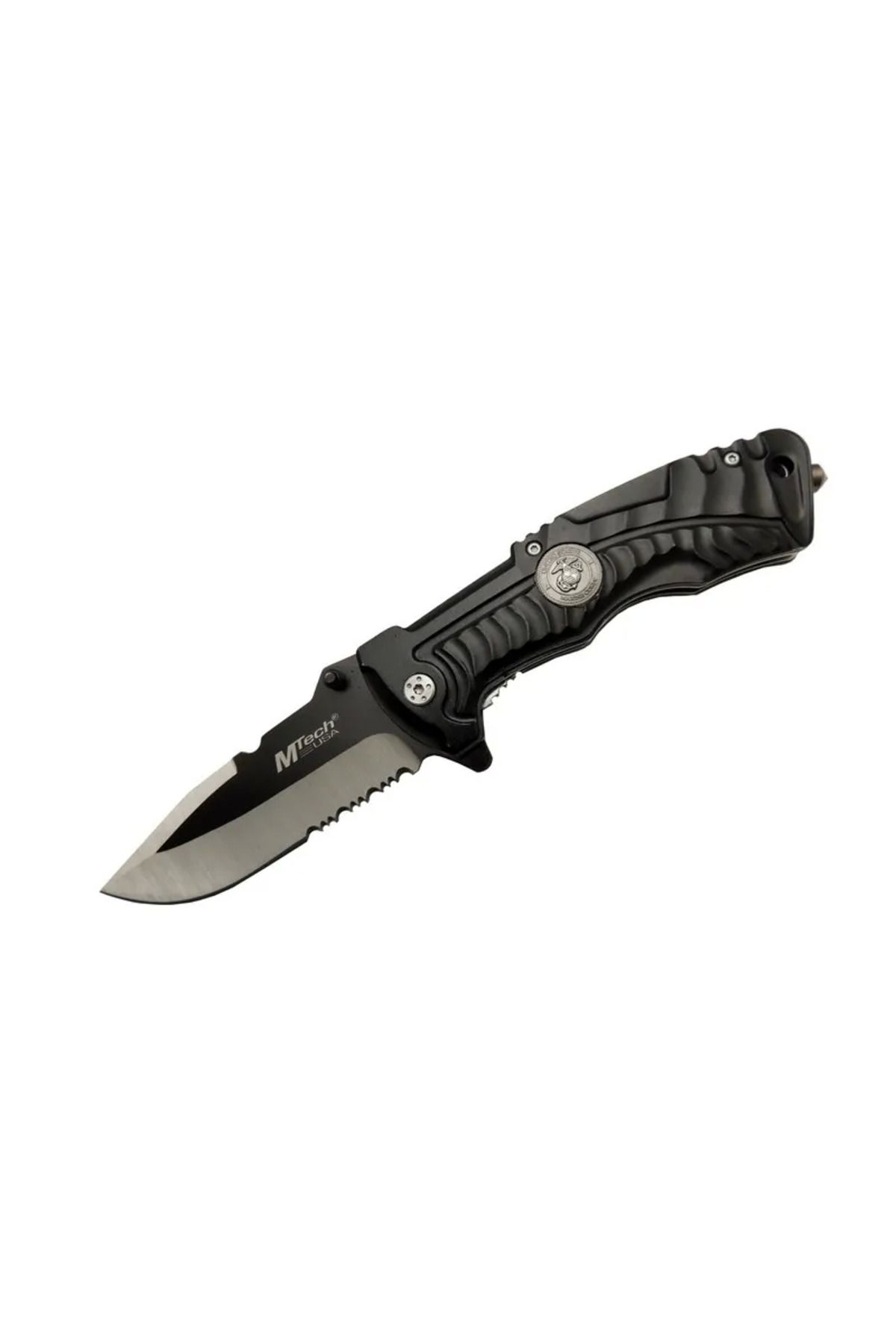 Evinso 4-12-2 Siyah Kurtarma / Kamp Çakısı 21Cm- Yarı Otomatik, Testere Detaylı, Cam Kırma Aparatlı, Kemer