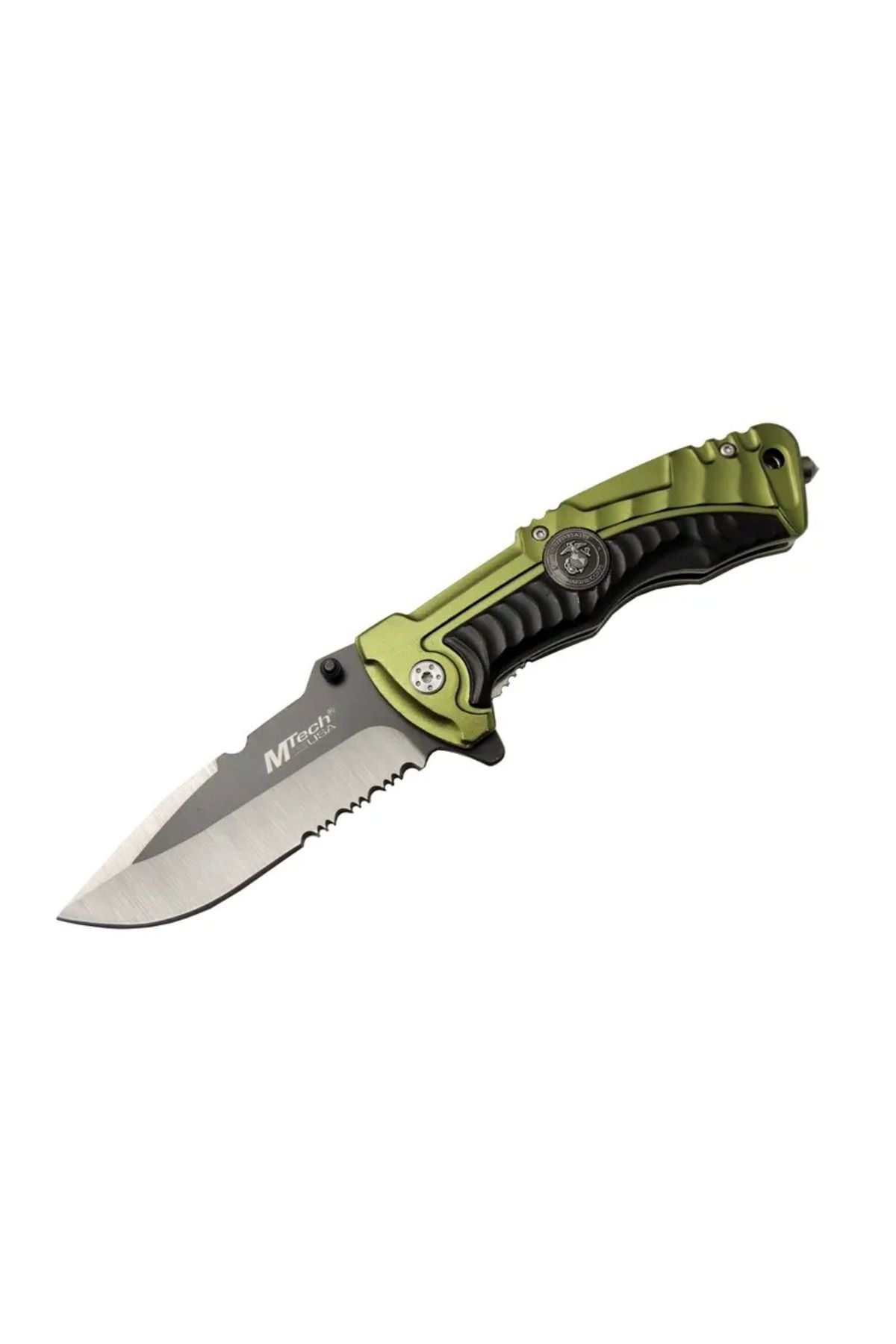 Evinso 4-12-1 Haki Kurtarma / Kamp Çakısı 21Cm- Yarı Otomatik, Testere Detaylı, Cam Kırma Aparatlı, Kemerl