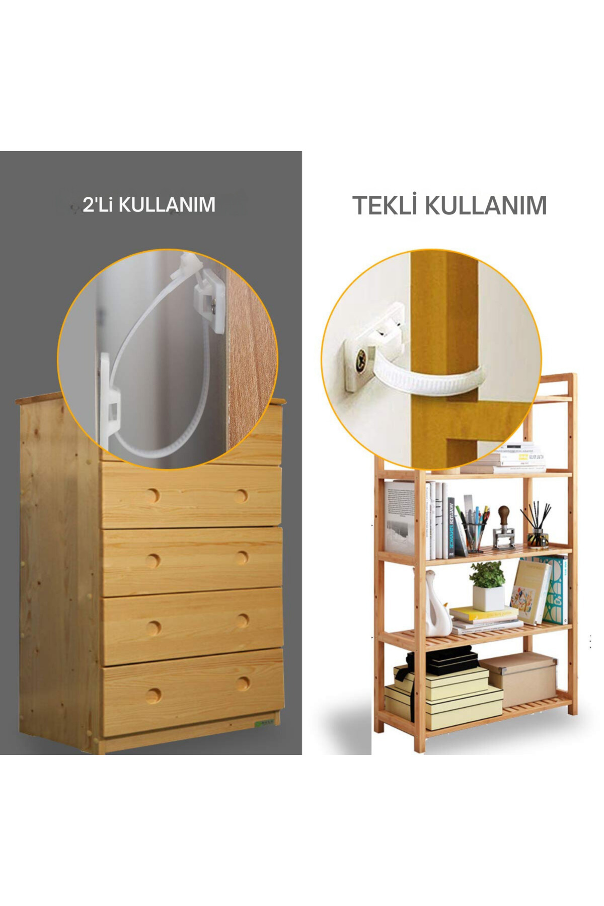 Miningaa 2 Adet Kolay Montaj Deprem Koruma Güvenlik Mobilya Dolap Düşme Engelleme Mobilya Sabitleme Bebek fotoğrafı 4 (önizleme)