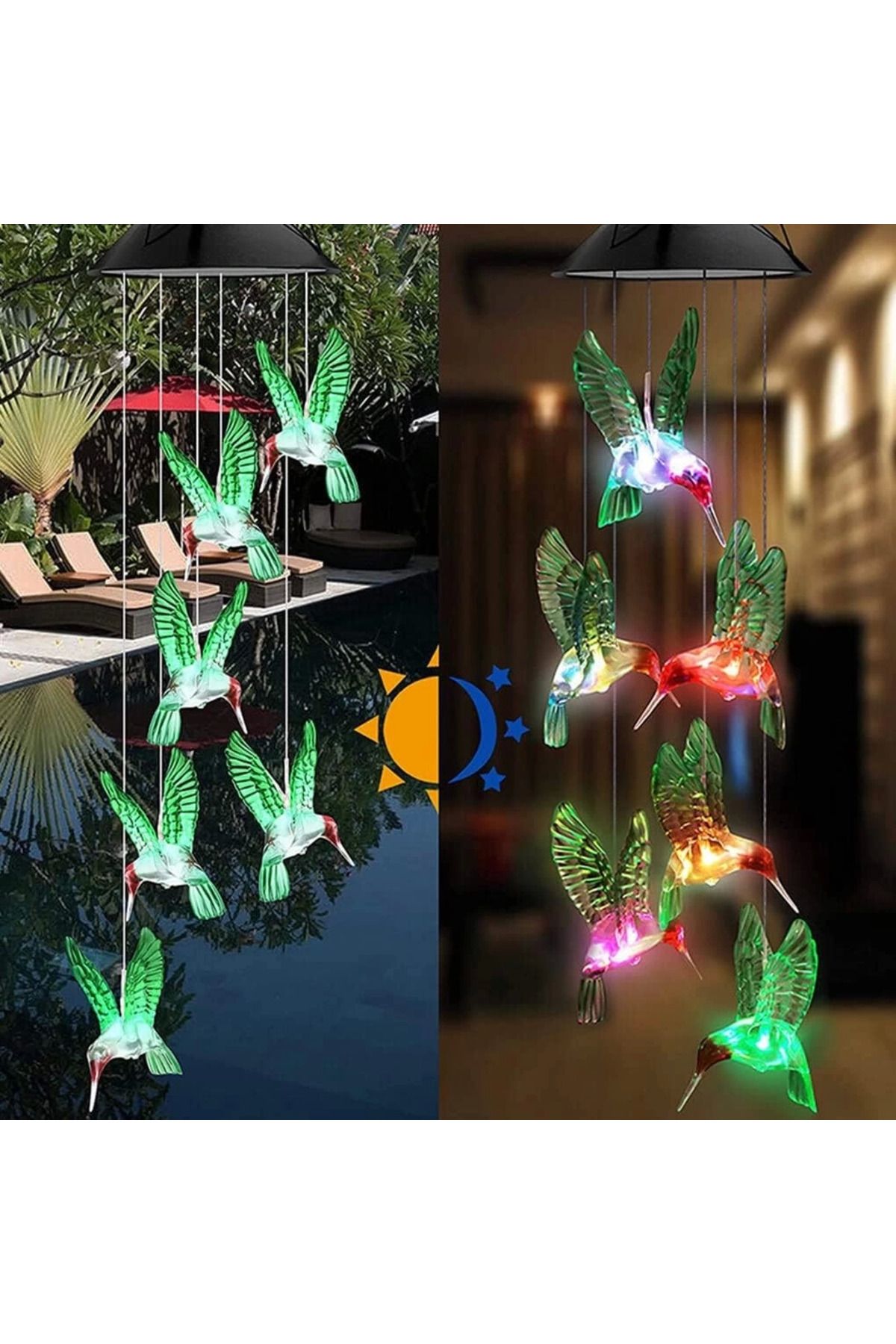 Eldenör Solar Led Işıklı Kuşlu Bahçe Dekoru 6 Ledli,renkli Işık