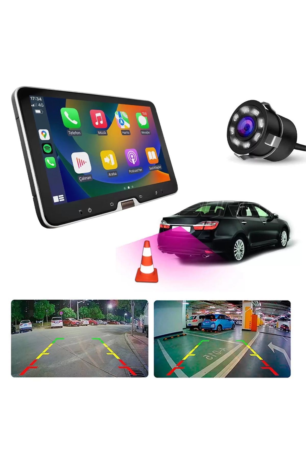 Foxus 9" Akıllı Dokunmatik 360 Tablet Oto Teyp | CarPlay & Android Auto Destekli Multimedya Sistemi