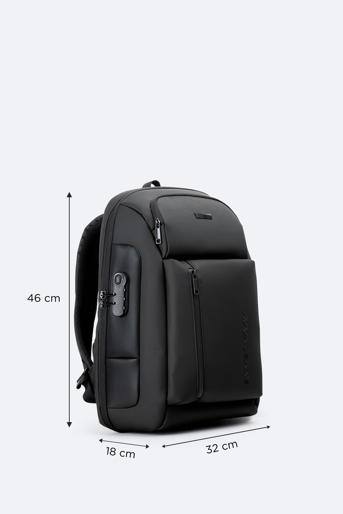 Avva-Men's Black Backpack with USB Cable Entry and Lock System A42Y9127 3