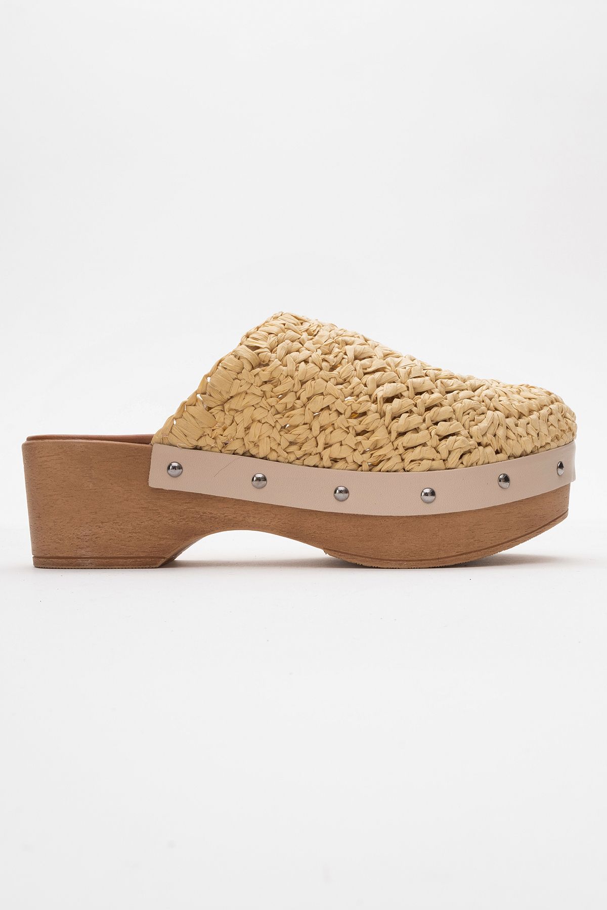 دمپایی نود زنانه کوپر بژ بافندگی چرمی واقعی که پاشنه پا را پر می کنند luvishoes