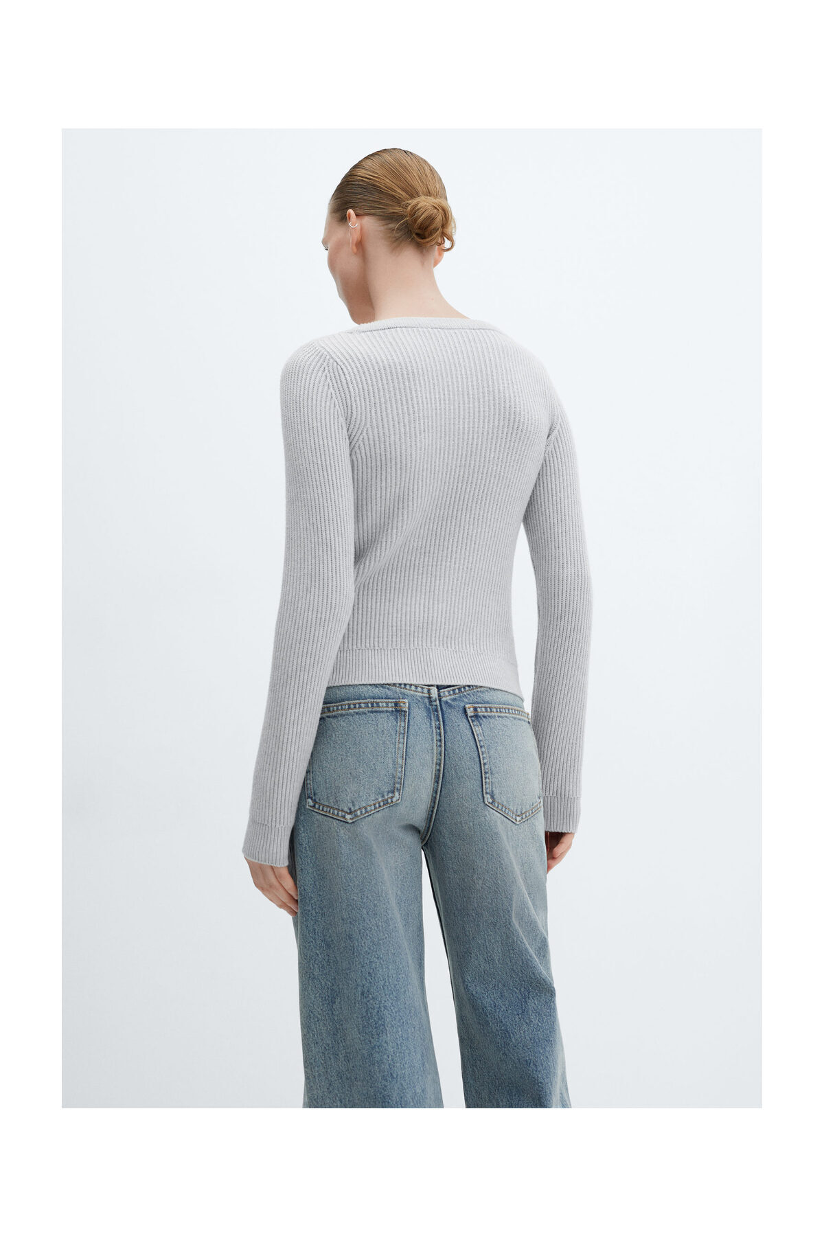 بافت و پلیور زنانه خاکستری منگوMANGO | 67064050-92 اورجینال - تصویر 6