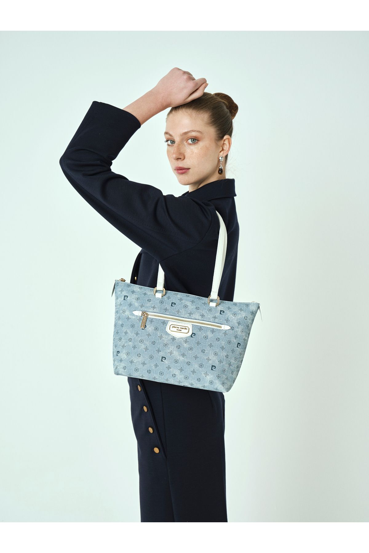 Pierre Cardin Niebieska Torba Na Ramię Z Monogramem Dla Kobiet Kobieta - One Size