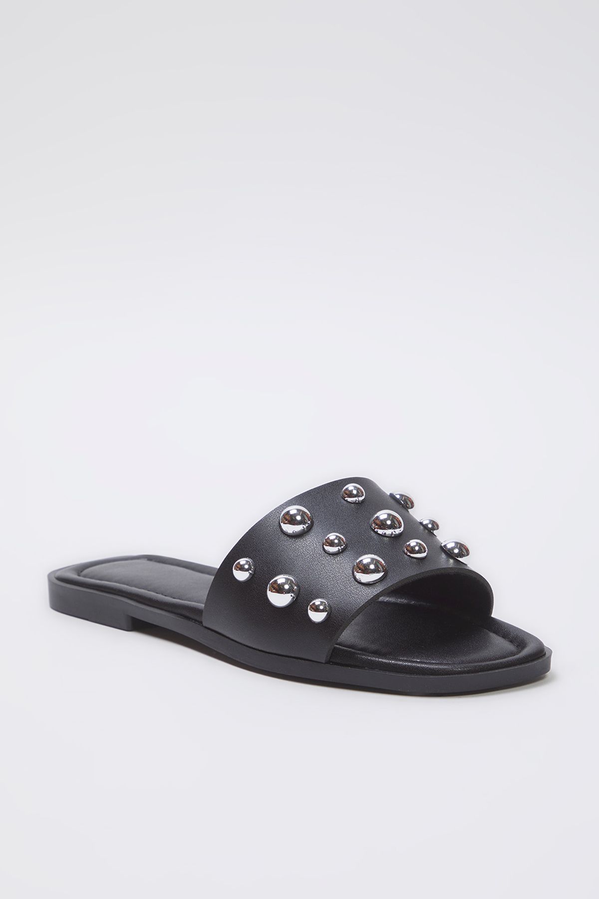 TRENDYOL SHOES-Stilvolle Damenhausschuhe mit Trok Stone in Schwarz und Silber TAKSS25TE00013 2