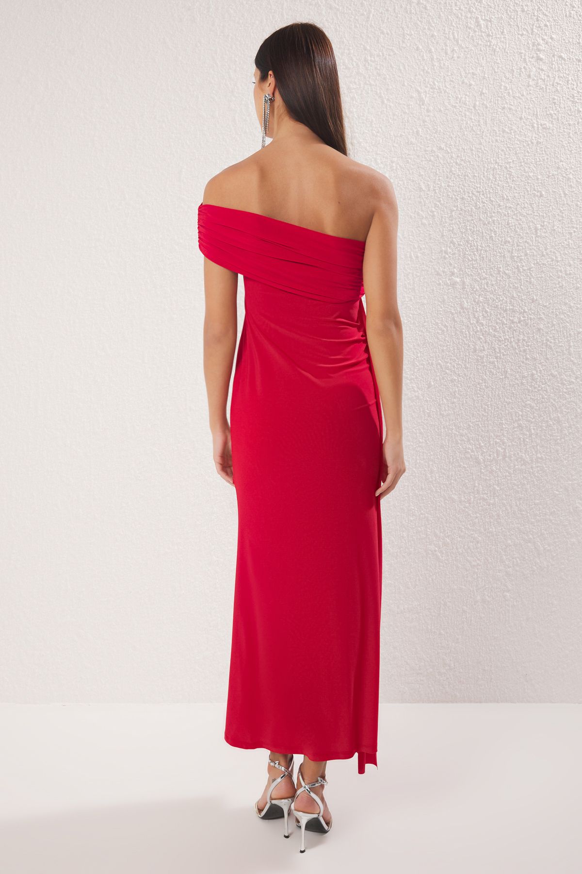 Trendyol Collection-Red Asymmetrical Neckline under the Waist Long Evening Dress Night Graduation Dress Tprss24Ae00225 4
