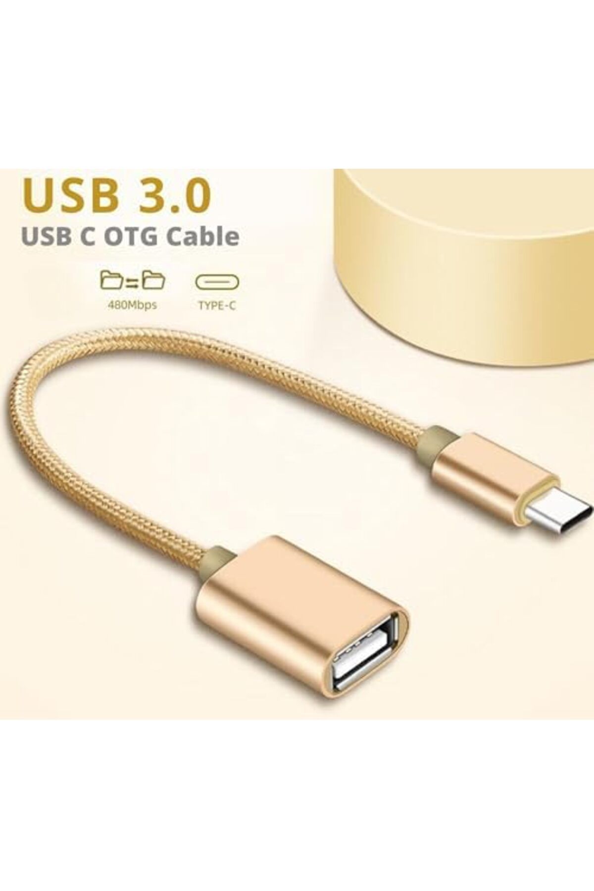 DERİK dsr USB 3.0 to Type-C OTG Adaptör Dönüştürücü - 4 Farklı Model (Örgülü Altın) hrn 112201