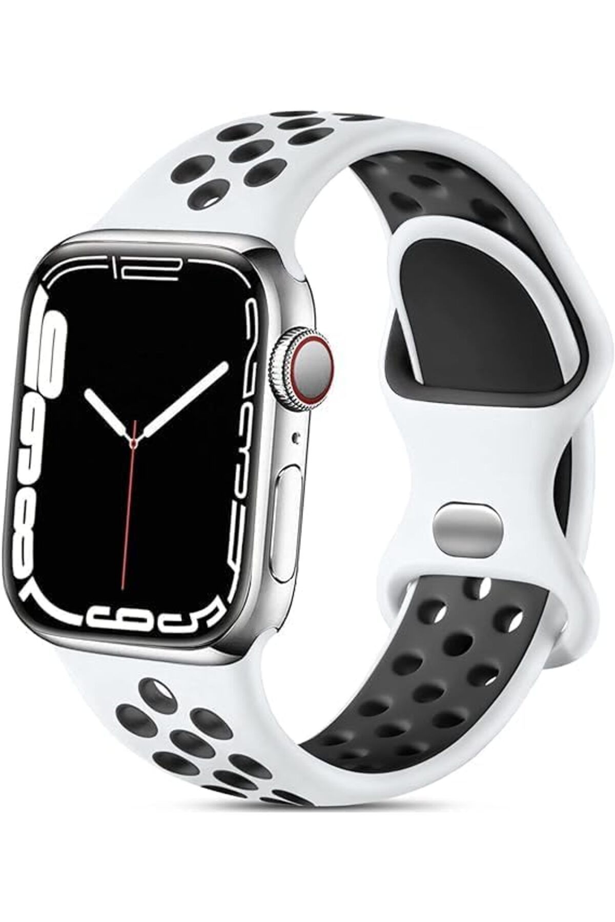 ÇAĞUR Watch Seri 1/2/3/4/5/6/7/8/se İle Uyumlu Delikli Silikon Kordon Kayış 38-40-41 mm (Beyaz
