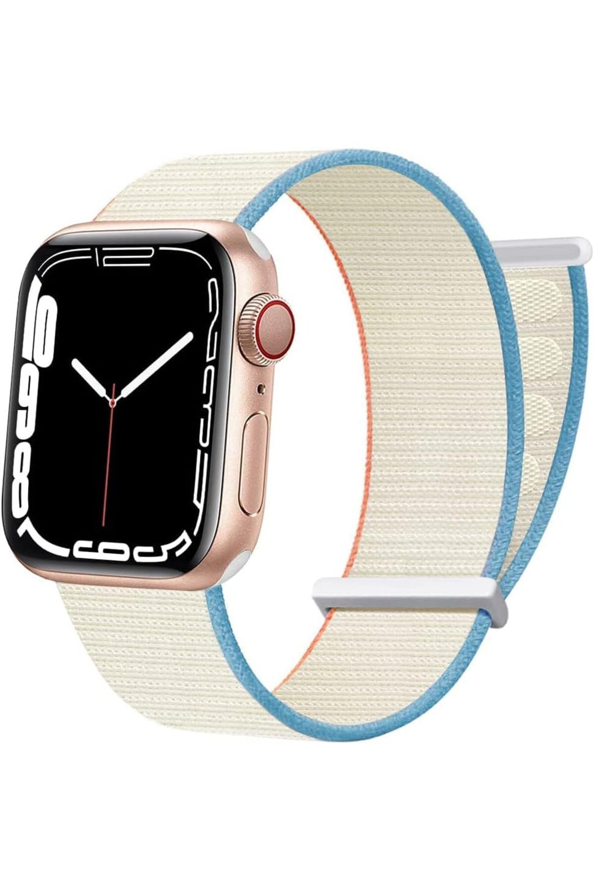 MEGOBİNE WHERE Watch Tüm Serileri ile Uyumlu Hasır Örme Loop Kumaş Kordon (42-44-45-49, Krem-Mavi-Turuncu