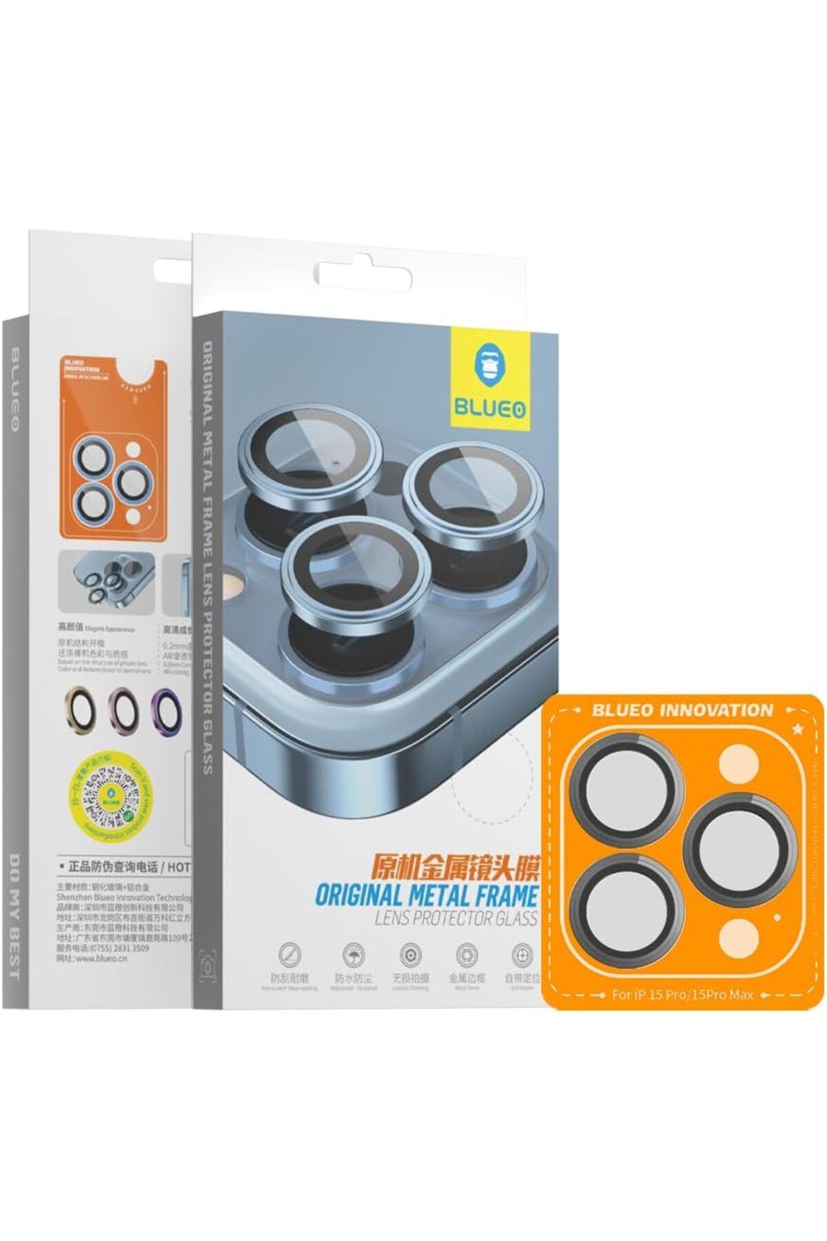 DERİK dsr Iphone 15 Serisi Uyumlu Orijinal Metal Çerçeve Kamera Lens Koruyucu (Gri, 15 Pro) hrn 1122015