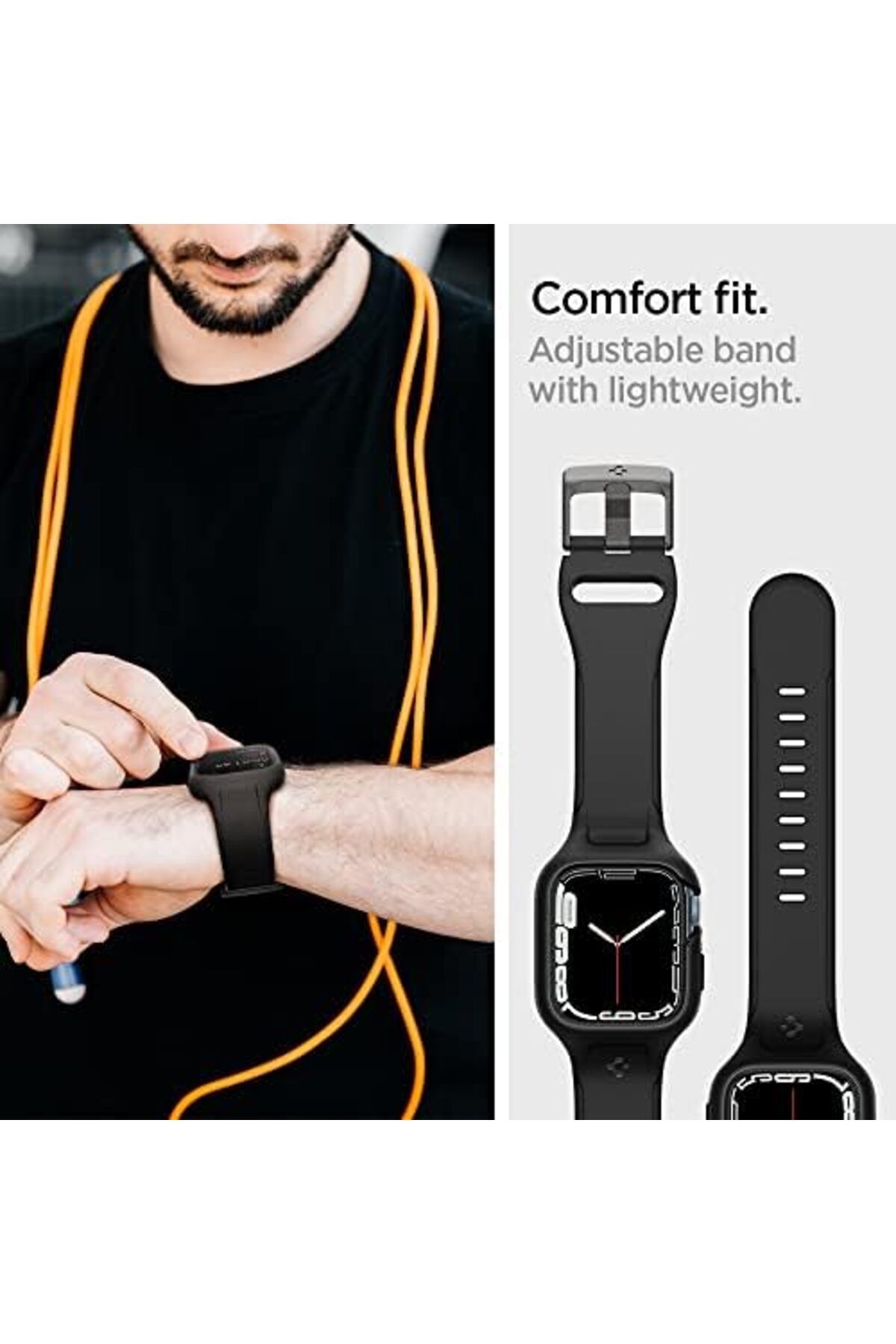 ÇAĞUR KDROGLU Watch 41mm (Seri 9/8/7) Uyumlu Kılıf & Kordon Kayış Liquid Air Pro Black - ACS04190 YENİ 1