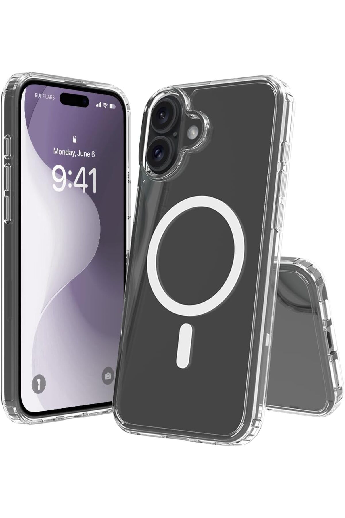 DERİK dsr iPhone 16 Serisi ile Uyumlu Magsafe Destekli Air Hybrid Şeffaf Kılıf, Darbe Emici TPU + PC Ş