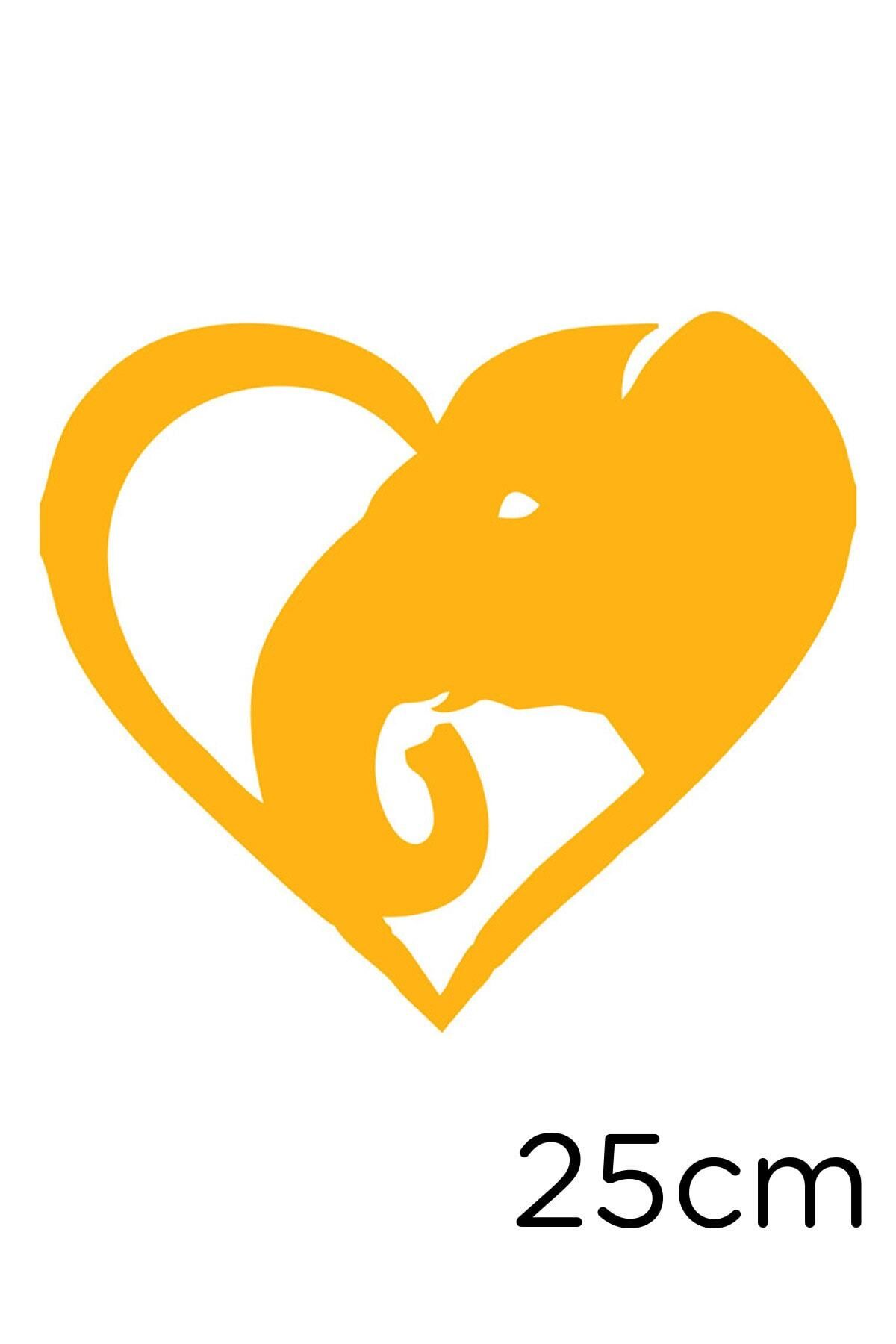 New Jargon Semn Inimă Și Elefant Petshop Autocolant Pentru Vitrină Din Sticlă 25cm - Galben - One Size
