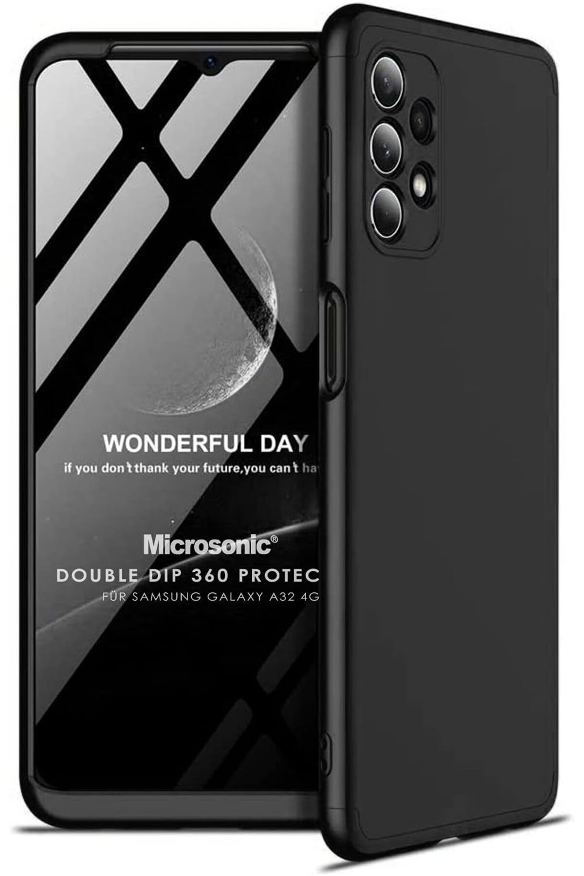 mazıdağı mazzıdağ Galaxy A32 4G için Kılıf Double Dip 360 Protective Siyah [Galaxy A32 4G ile Uyumlu Kı