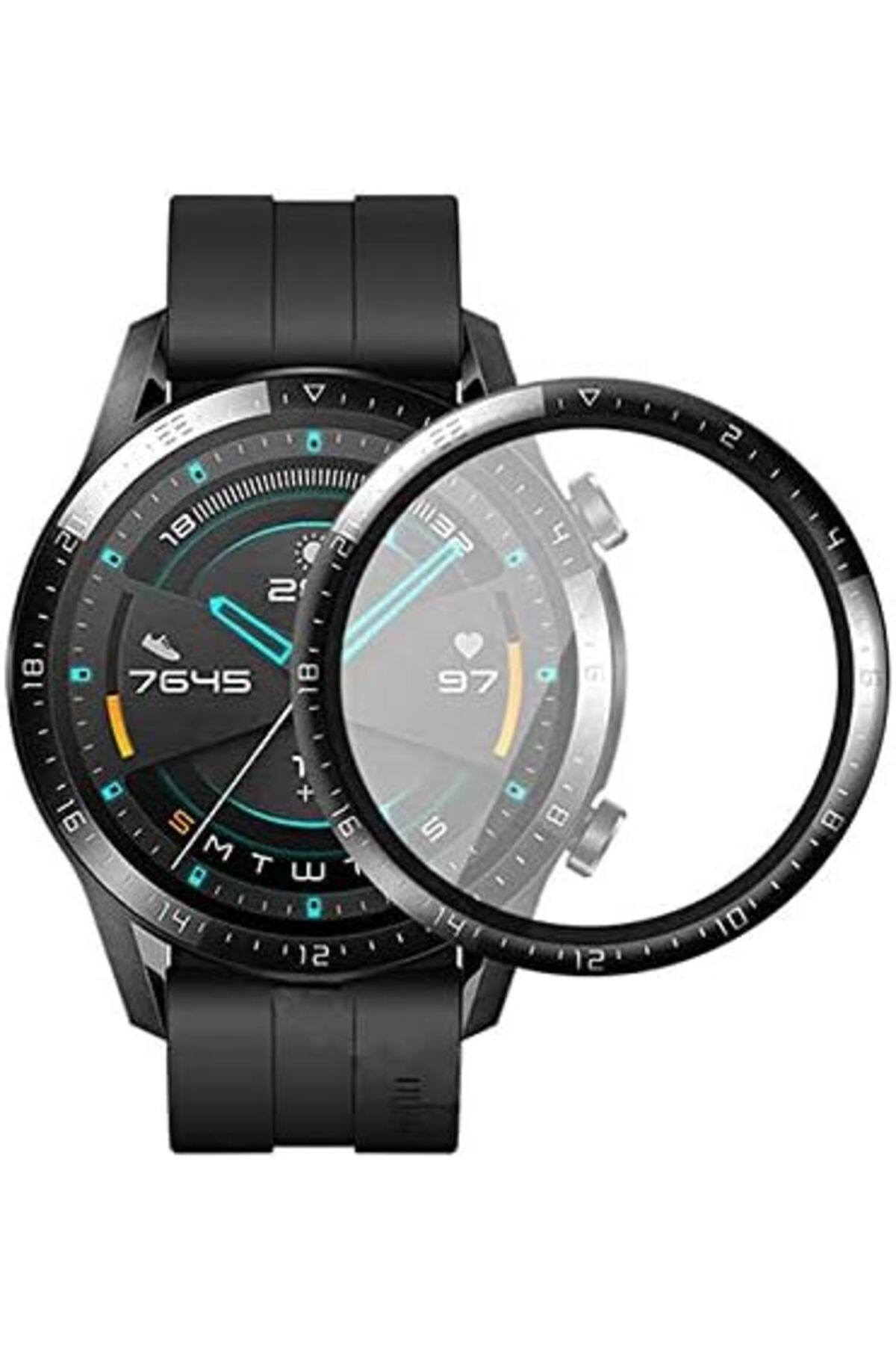 mazıdağı mazzıdağ GT2 46mm Uyumlu Akıllı Saat için Tam Kaplayan PMMA Ekran Koruyucu Cam (Siyah, GT2 46m