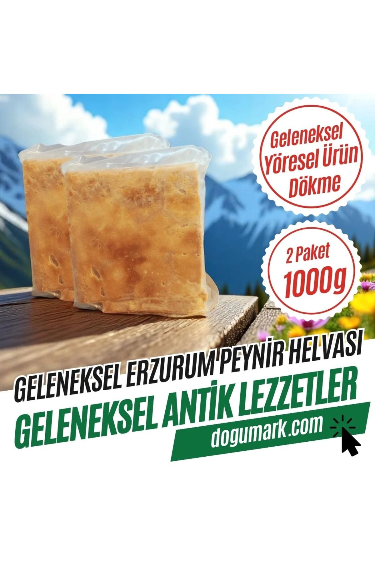 DoğuMark (2 Paket 1000g) Geleneksel Erzurum Peynir Helvası (2 Paket 1000g) Dökme