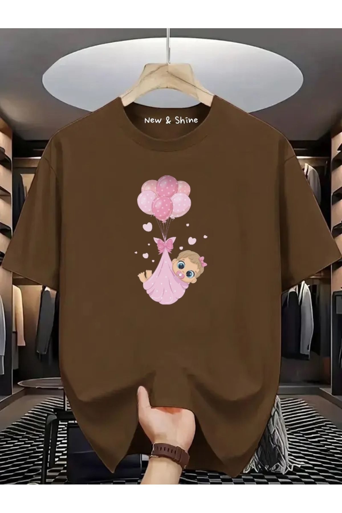 New Shine Kız Bebek Baskılı Oversize T-Shirt