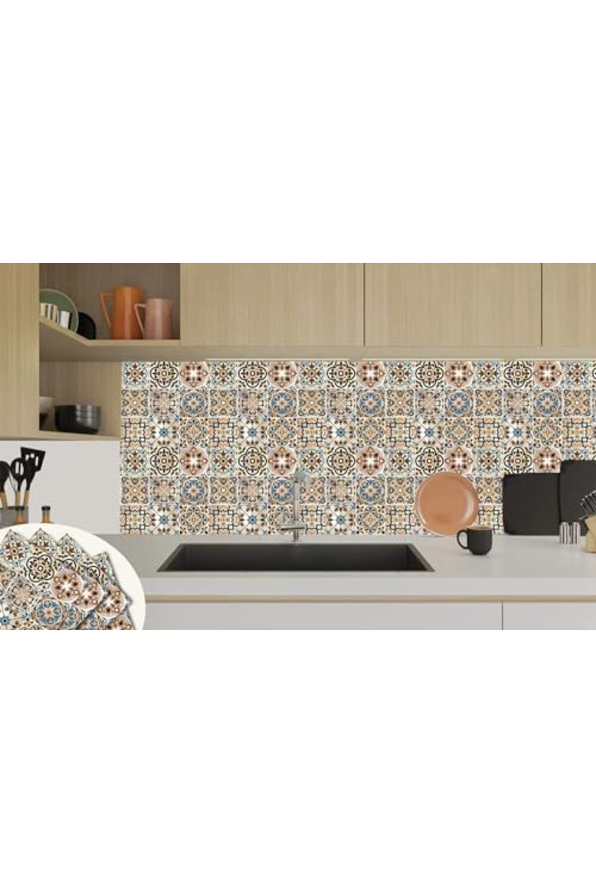 mazıdağı mazzıdağ Kendinden Yapışkanlı Karma Fas 019 Desenli PVC Karo 30x30 cm 11 Adet / 1 m² new store