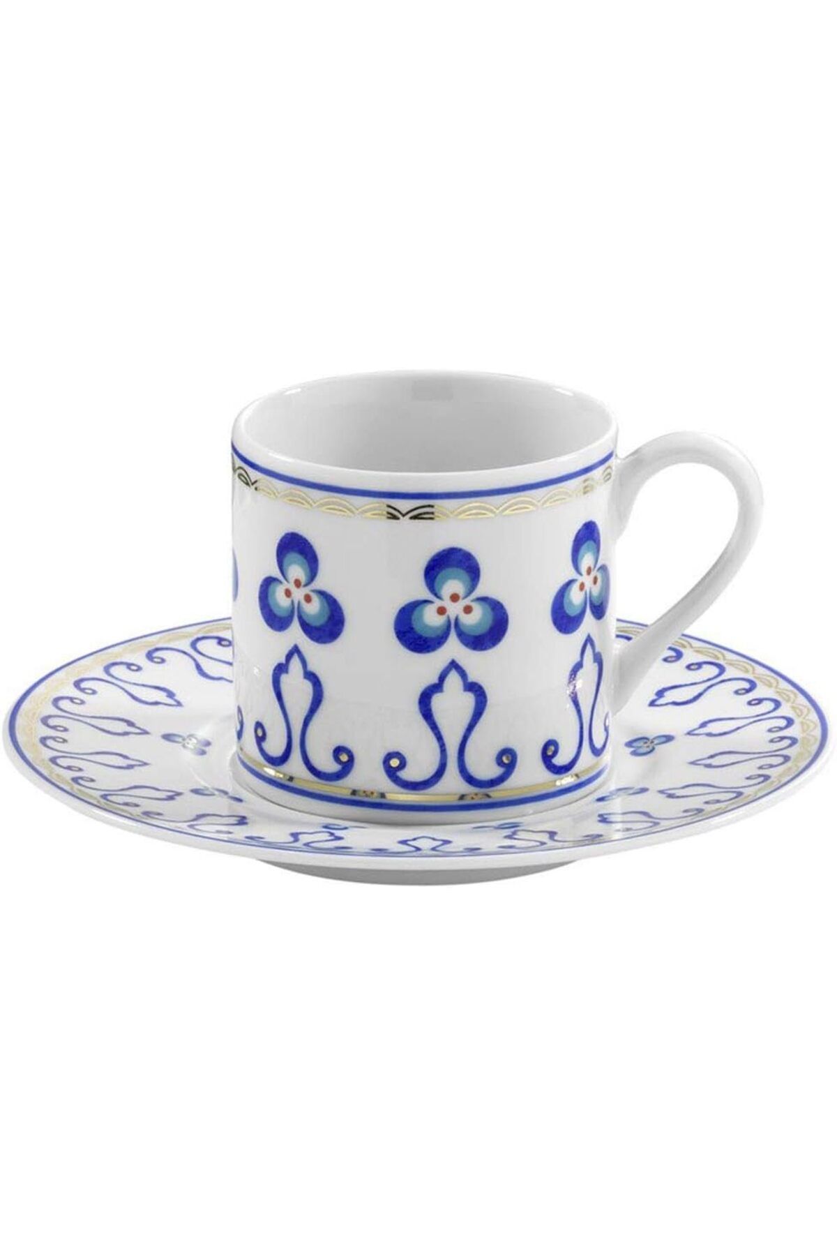 MEGOBİNE WHERE Porselen Çintemani 9727 Standart 6 Kişilik 12 Parça Kahve Fincan Takımı, 90 ml ZTML SYFT