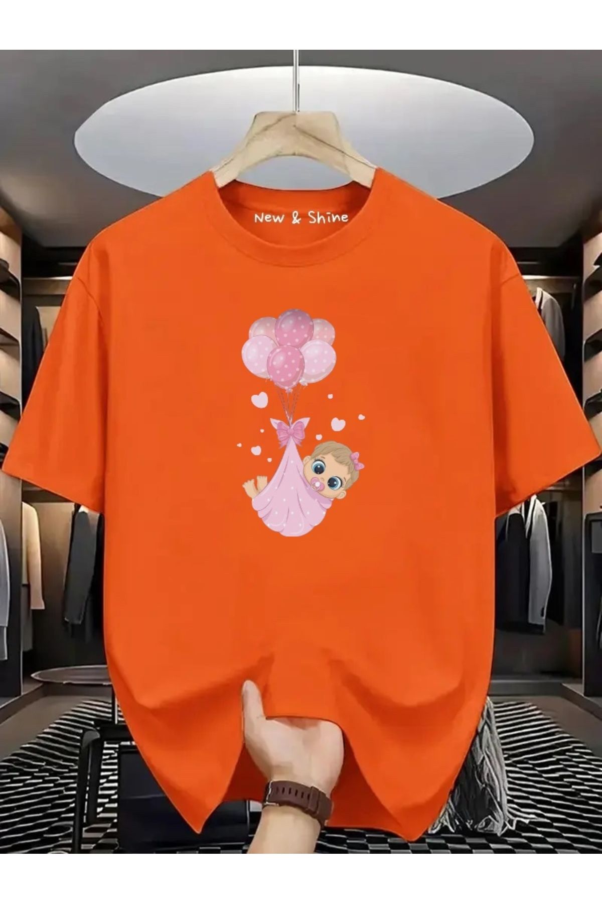 New Shine Kız Bebek Baskılı Oversize T-Shirt
