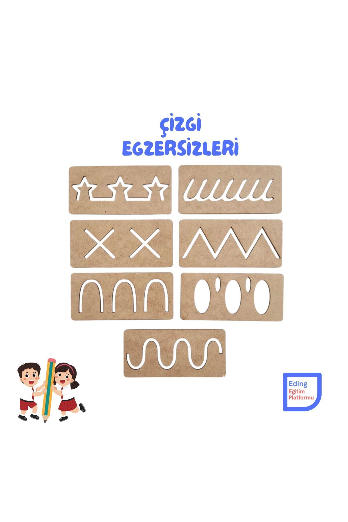 Fapatech Montessori Yazıya Hazırlık El Kası Geliştirme Ahşap Set Çizgi, Desen ve Şekil Çalışmaları Seti