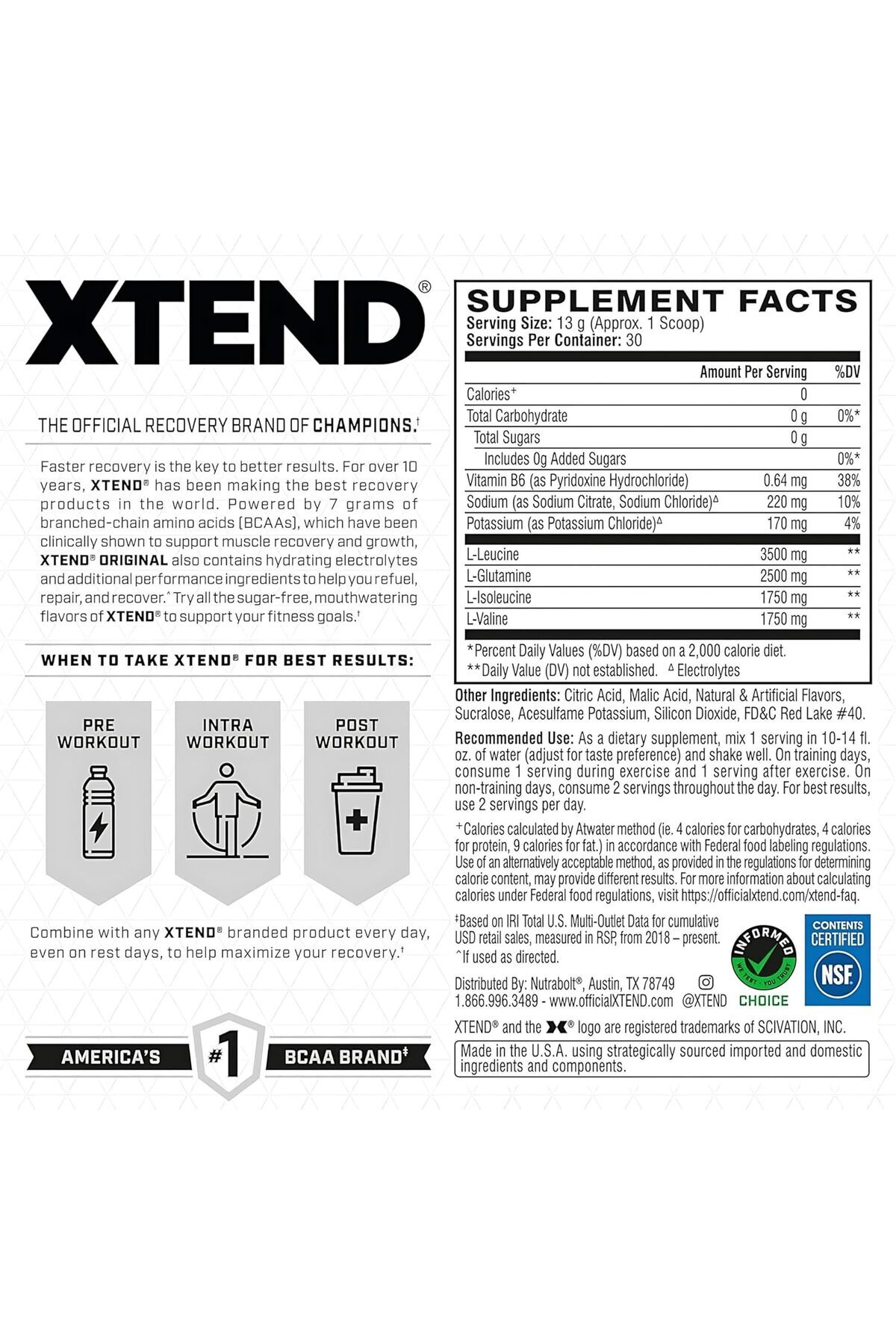 xtend-XTEND Original BCAA Powder Strawberry Kiwi Splash | ZERO CALORIE, ZERO CARB, ZERO SUGAR - Post Worko 7