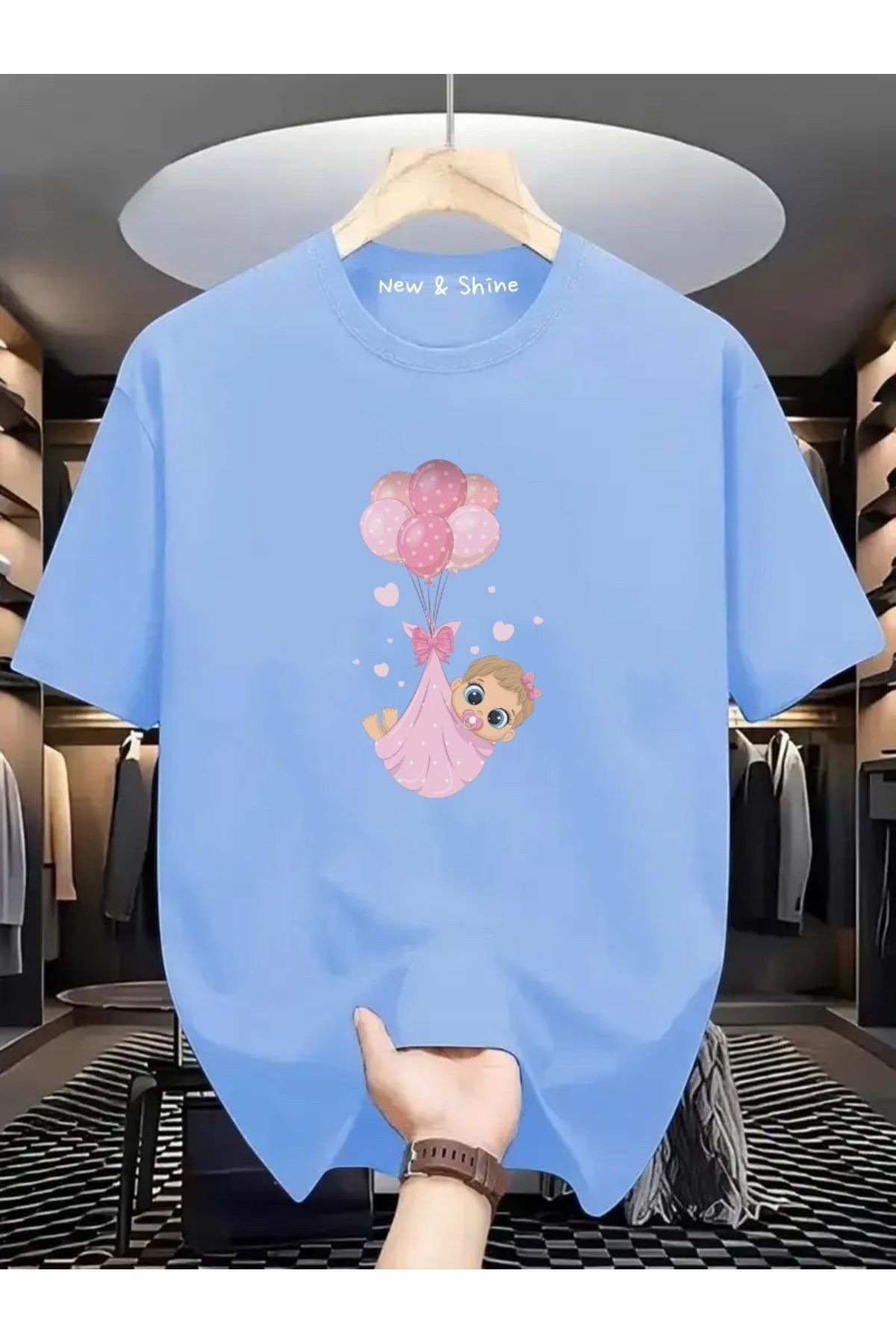 New Shine Kız Bebek Baskılı Oversize T-Shirt