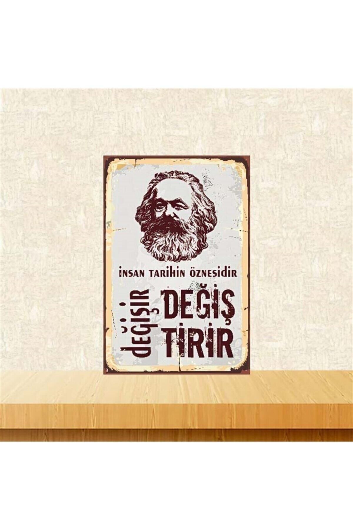 TAKIFİX Insan Tarihin Öznesidir Karl Marx 20x30 Cm Retro Ahşap Poster