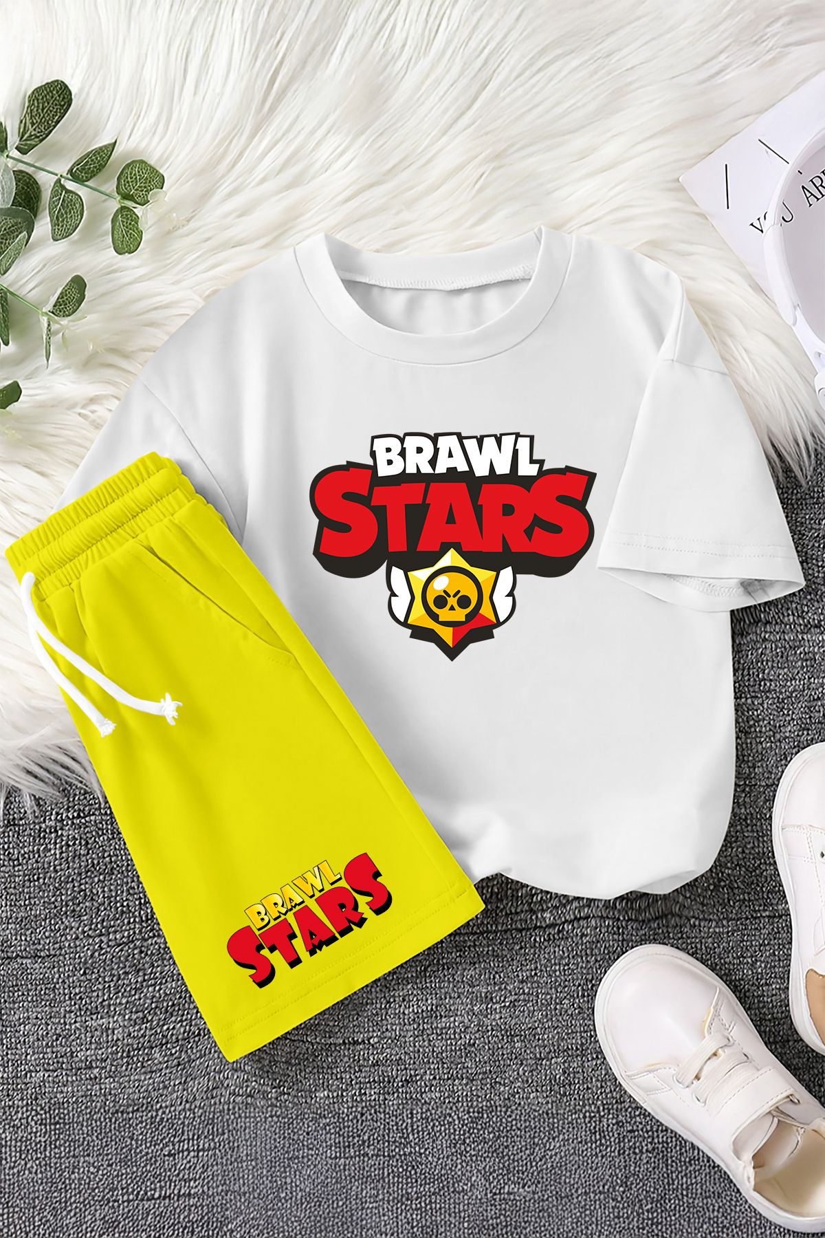 MYADA Set De 2 Piese Pentru Copii Cu Imprimeu Colorat Premium Brawl Stars 23409 Unisex - 11–12 years