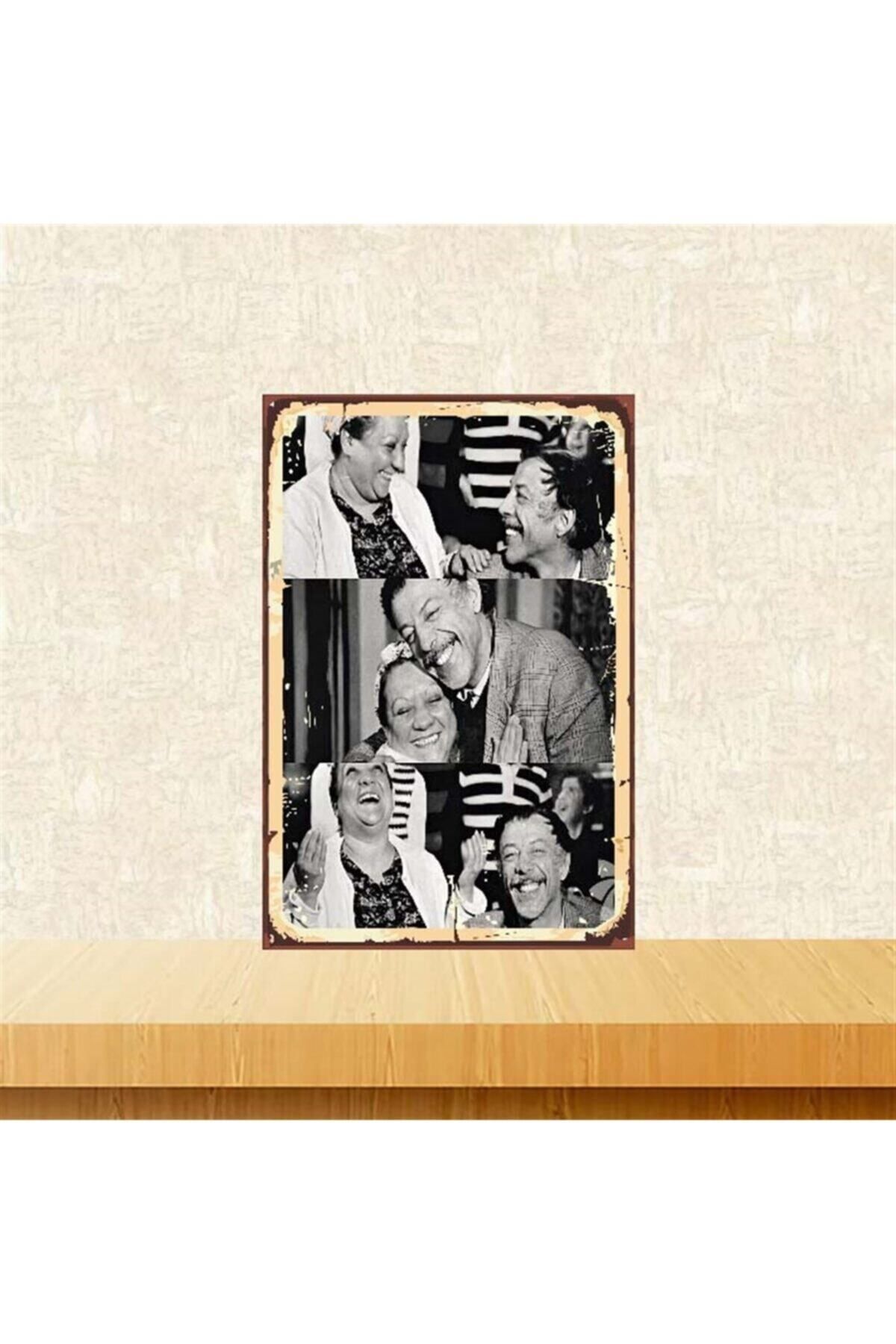 TAKIFİX Ahşap Retro Adile Naşit Münir Özkul Posteri 20-30 cm
