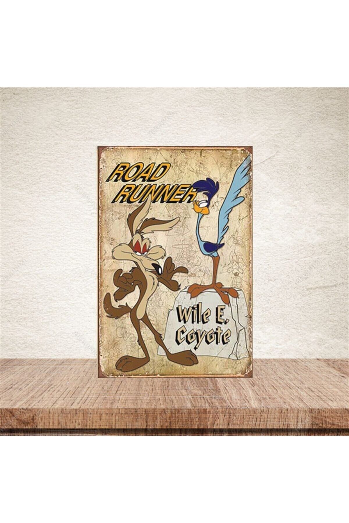 TAKIFİX Road Runner 20-30 cm Retro Ahşap Poster