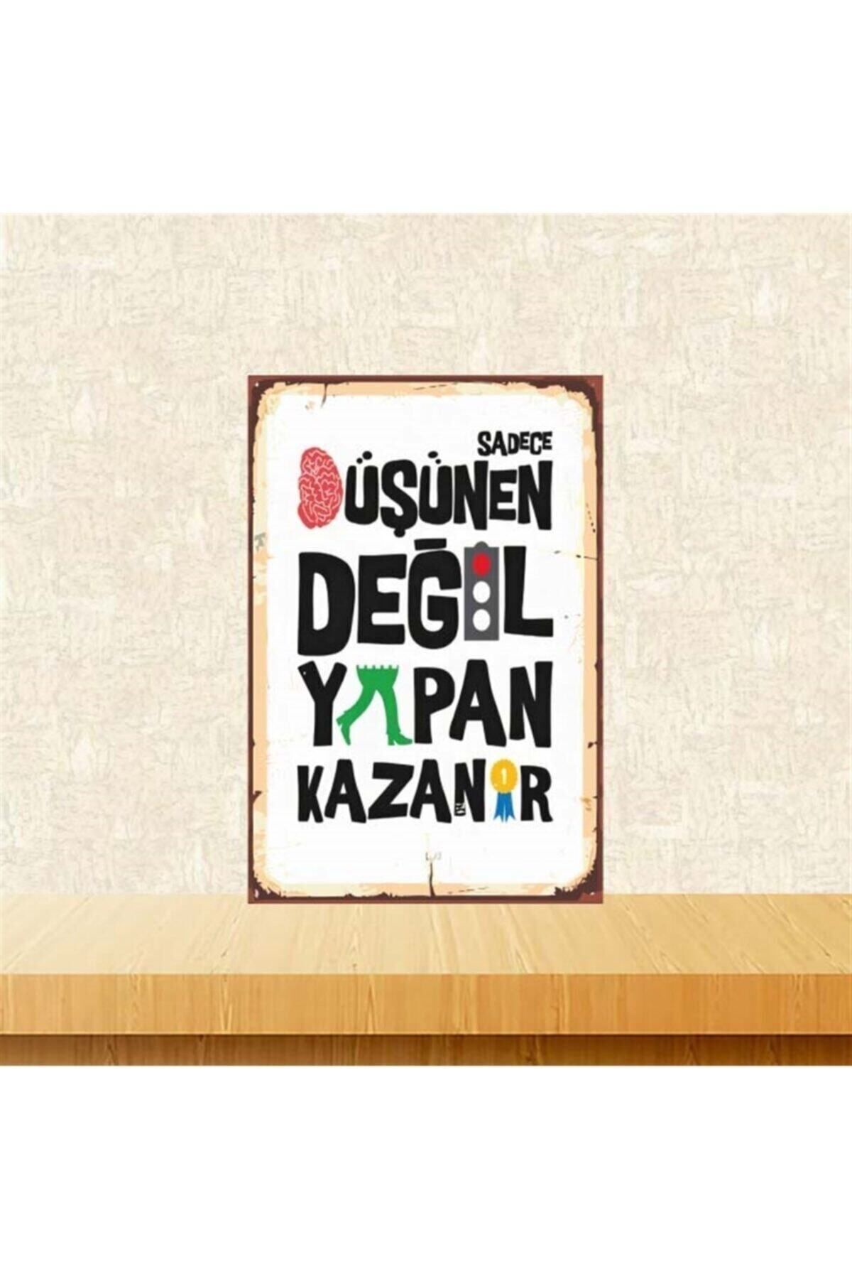 TAKIFİX Yapan Kazanır 20-30 Cm Retro Ahşap Poster Tkfx4312