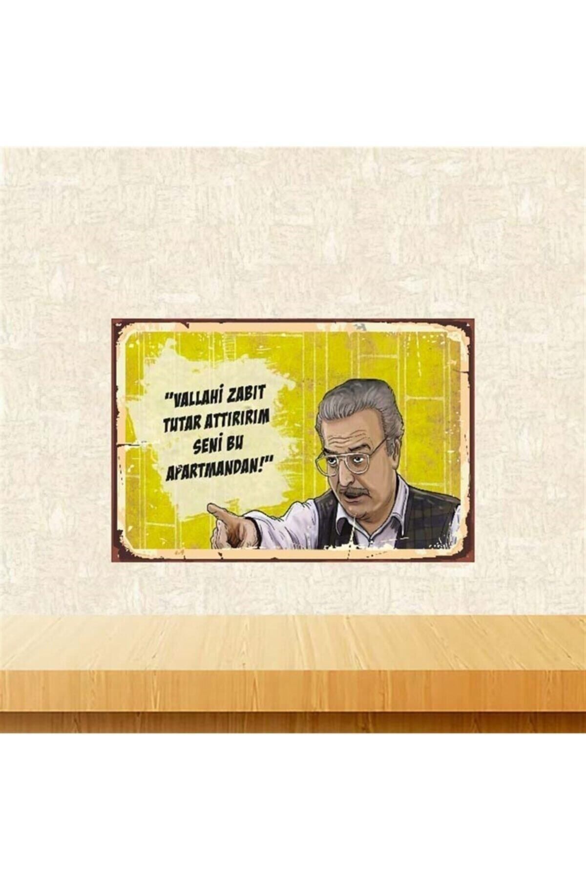 TAKIFİX Bizimkiler Sabri Bey Zabıt Tutar Attırırım 20-30 Cm Retro Ahşap Poster