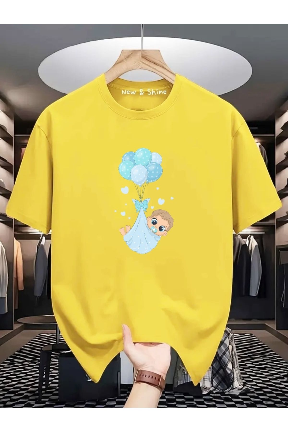 New Shine Erkek Bebek Baskılı Büyük Beden Oversize T-Shirt