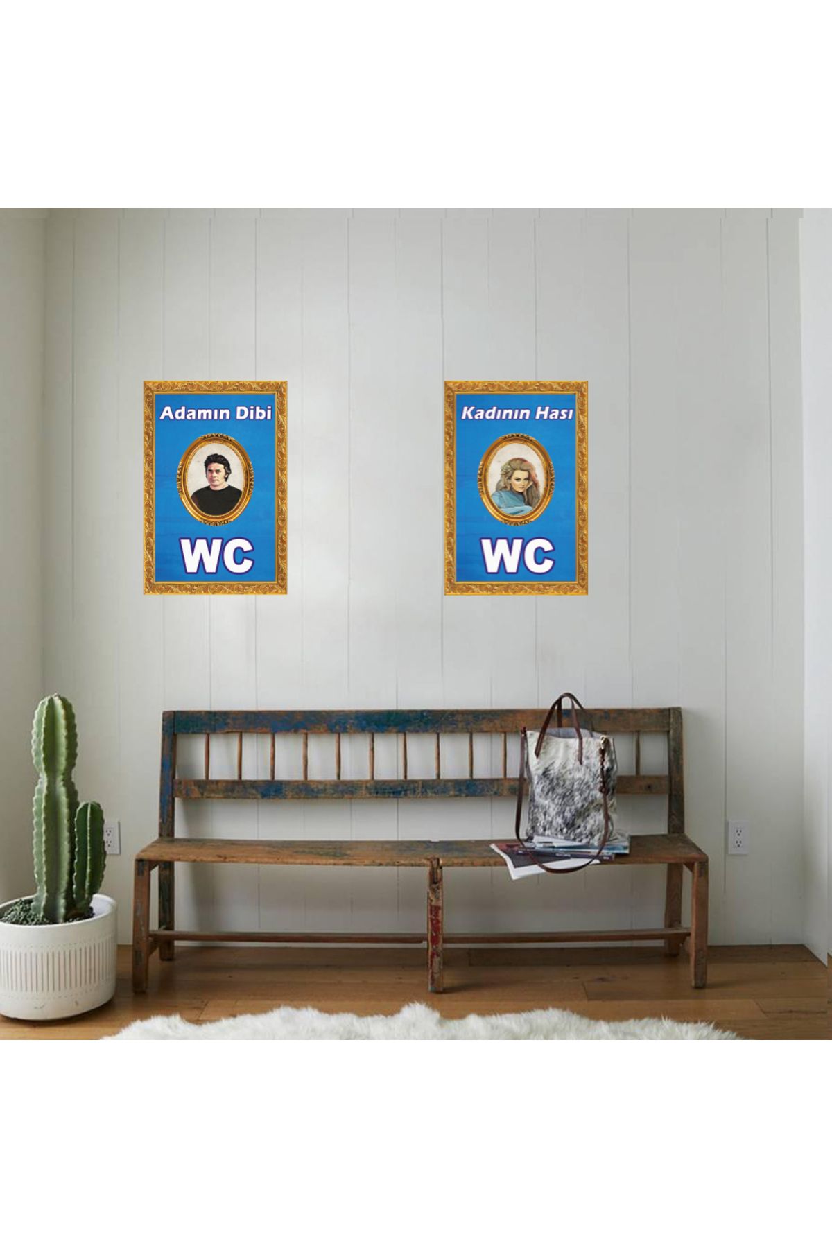 TAKIFİX Adamın Dibi kadının hası Tasarımlı 2 Adet 20x30 CM Ahşap Poster 08