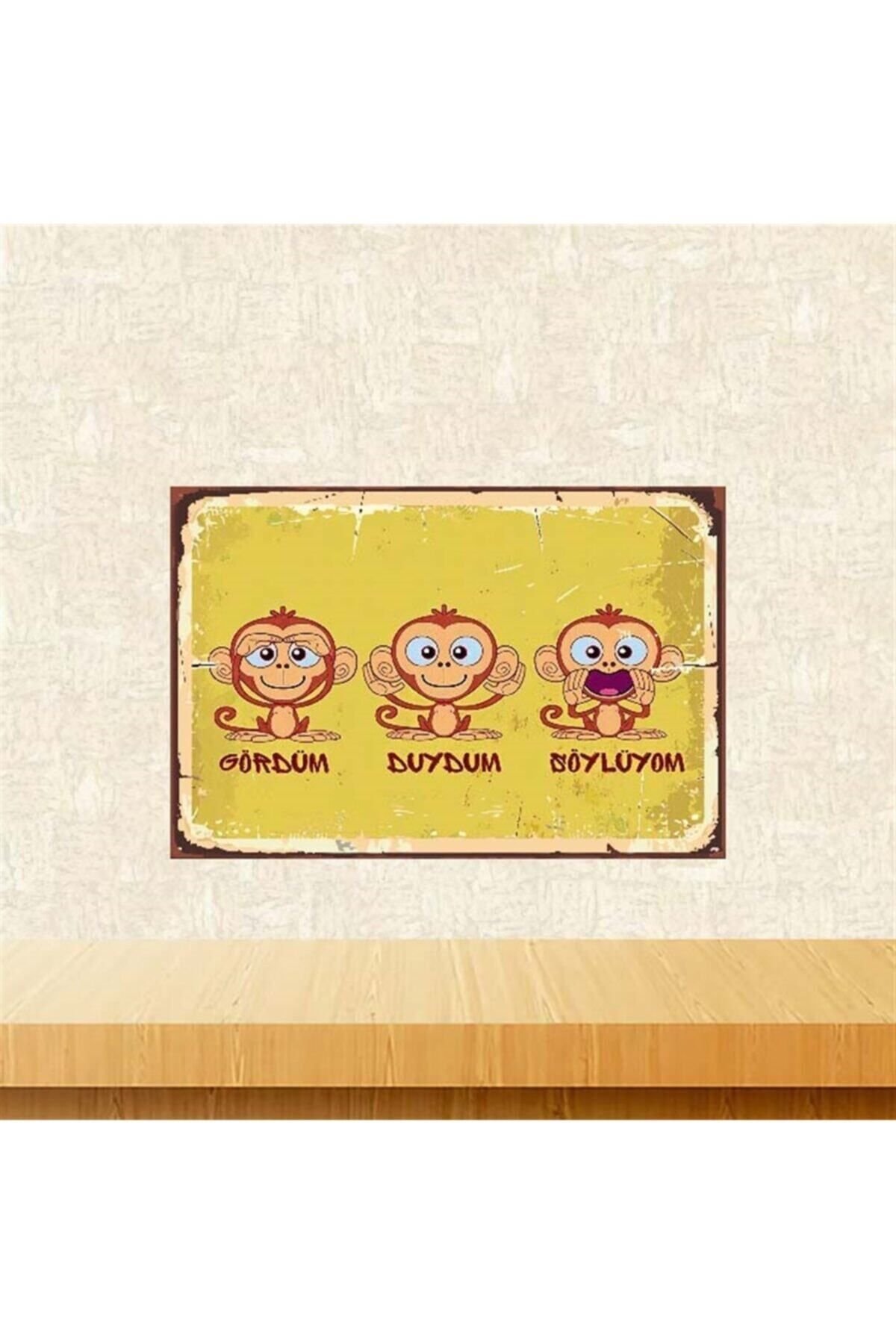TAKIFİX Gördüm Duydum Söylüyom 20-30 Cm Retro Ahşap Poster