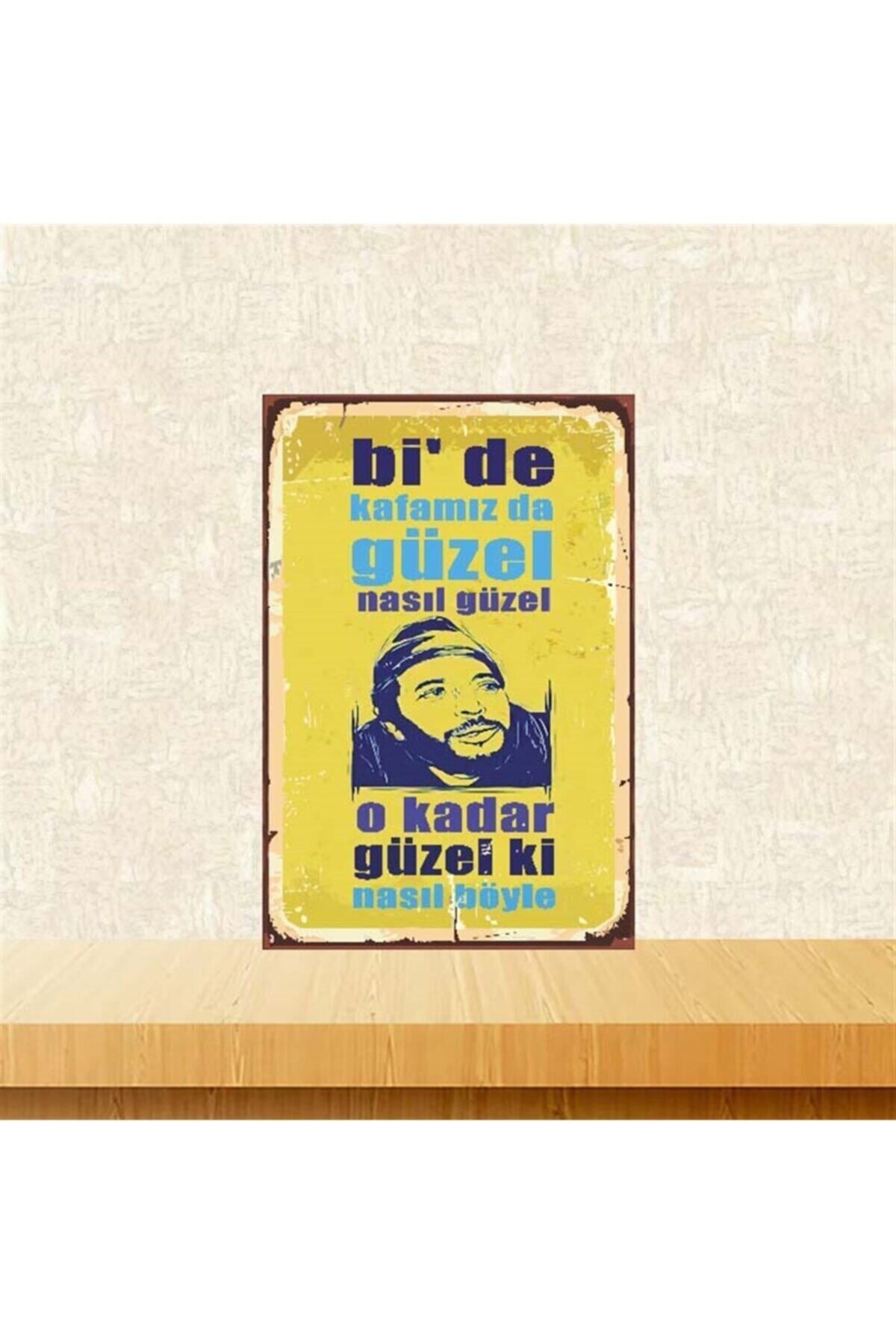 TAKIFİX Bide Kafamız Da Güzel Retro Ahşap Poster 20x30 cm