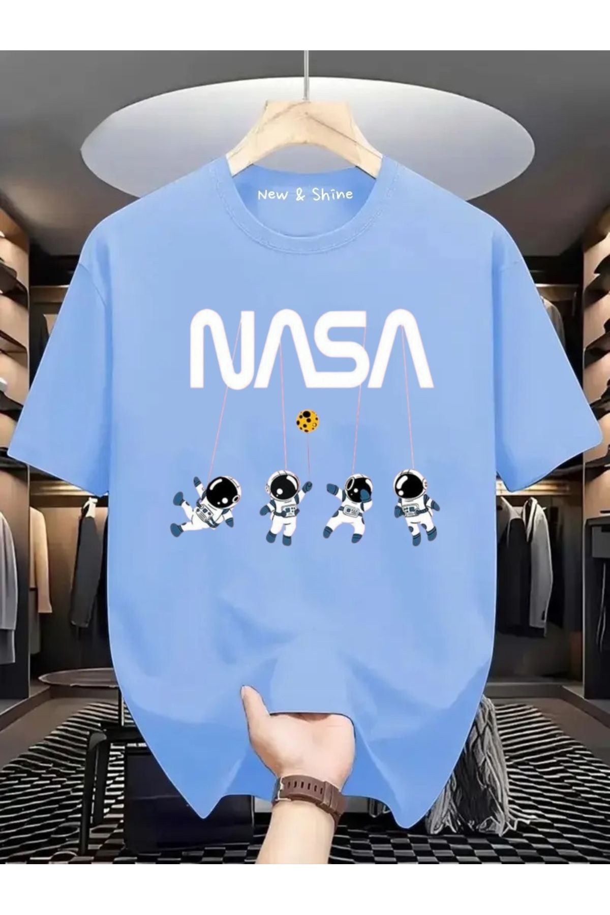 New Shine NASA Baskılı Büyük Beden Oversize T-Shirt