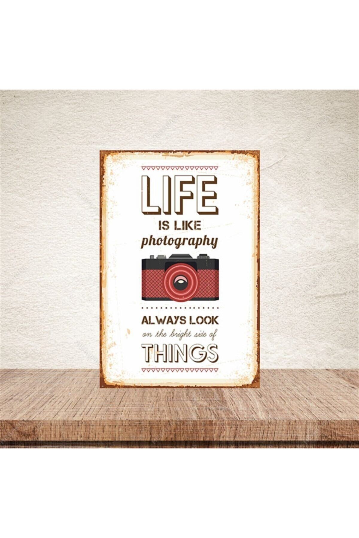 TAKIFİX Life Is Like Photography 20-30 Cm Retro Ahşap Poster