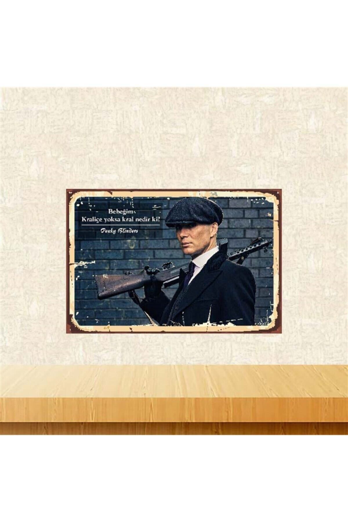 TAKIFİX Kraliçe Yoksa Kral Nedir Ki Peaky Blinders 20-30 Cm Retro Ahşap Poster