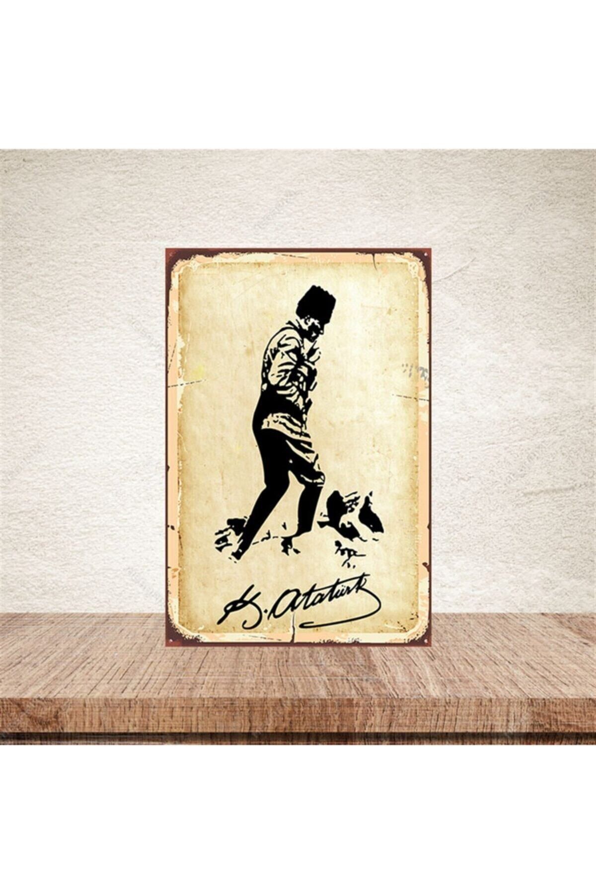 TAKIFİX Kemal Atatürk Tasarımlı 20-30 Cm Retro Ahşap Poster