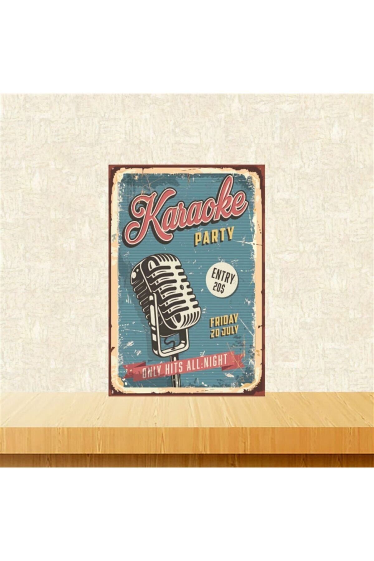 TAKIFİX Karaoke 20-30 Cm Retro Ahşap Tablo Tkfx5215
