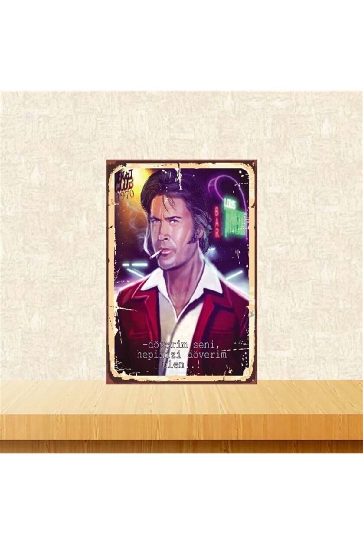 TAKIFİX Fight Club Döverim Seni Hepinizi Döverim 20-30 Cm Retro Ahşap Poster